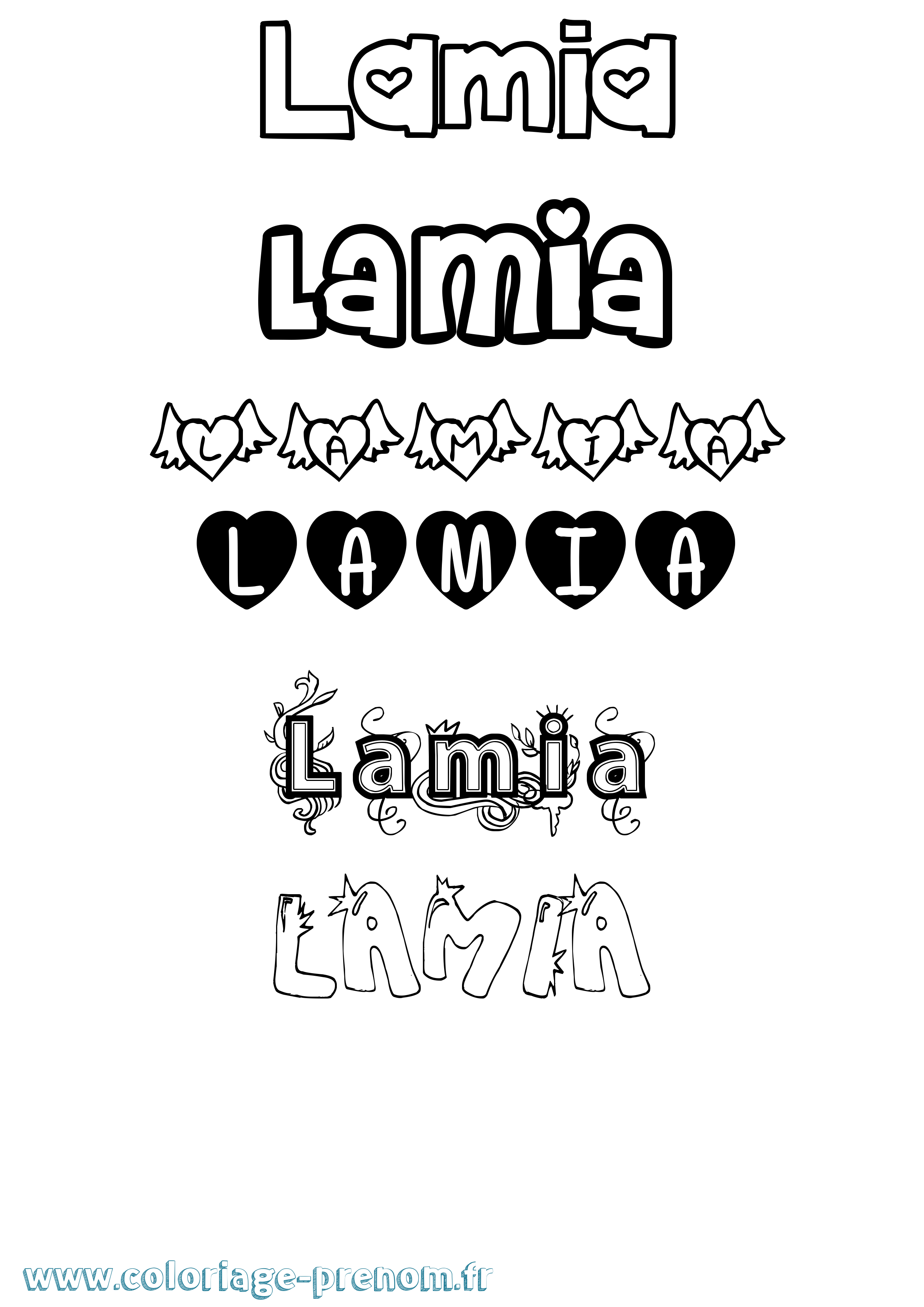 Coloriage Lamia Girly Coloriage prénom Lamia Girly