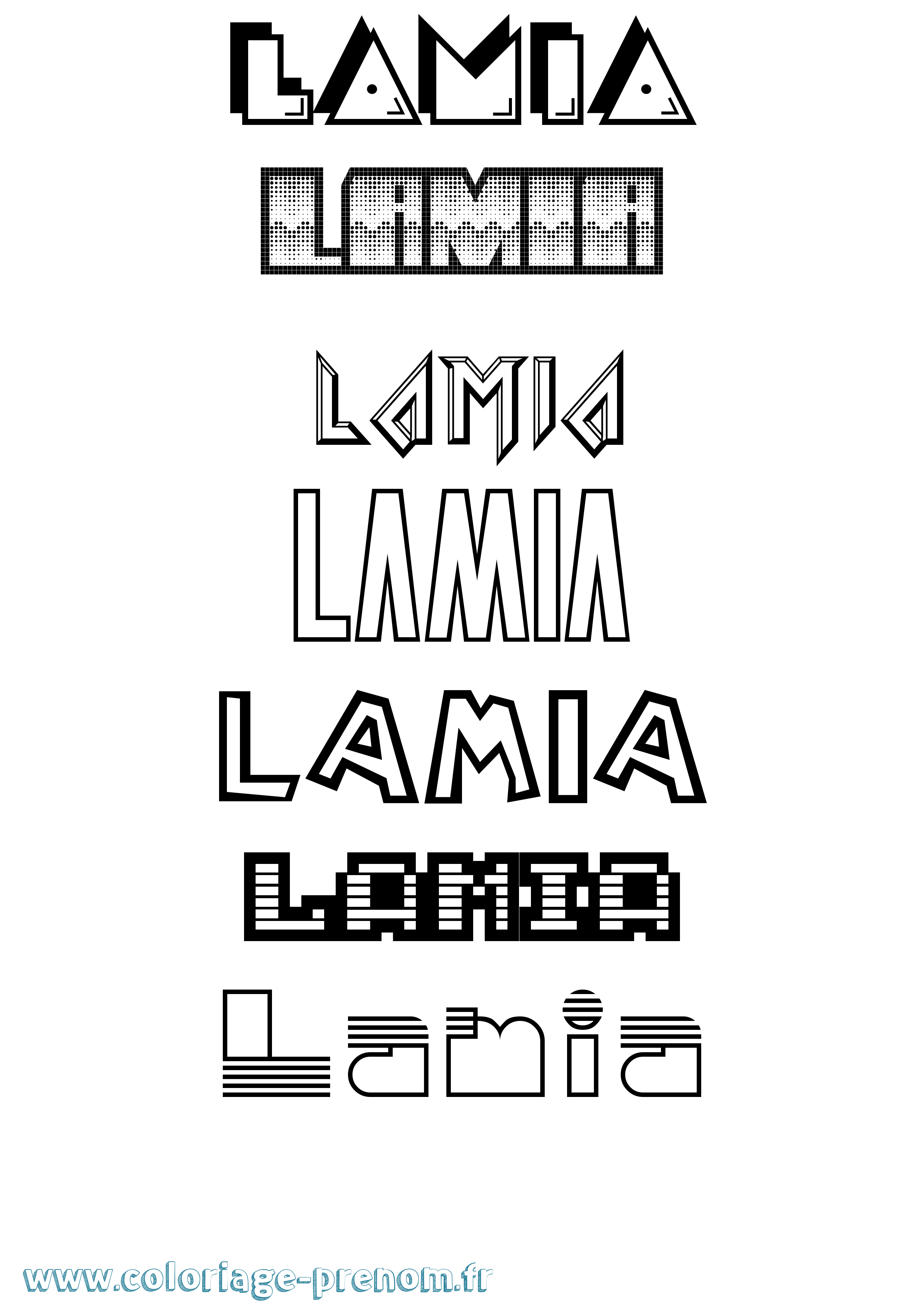Coloriage prénom Lamia Jeux Vidéos