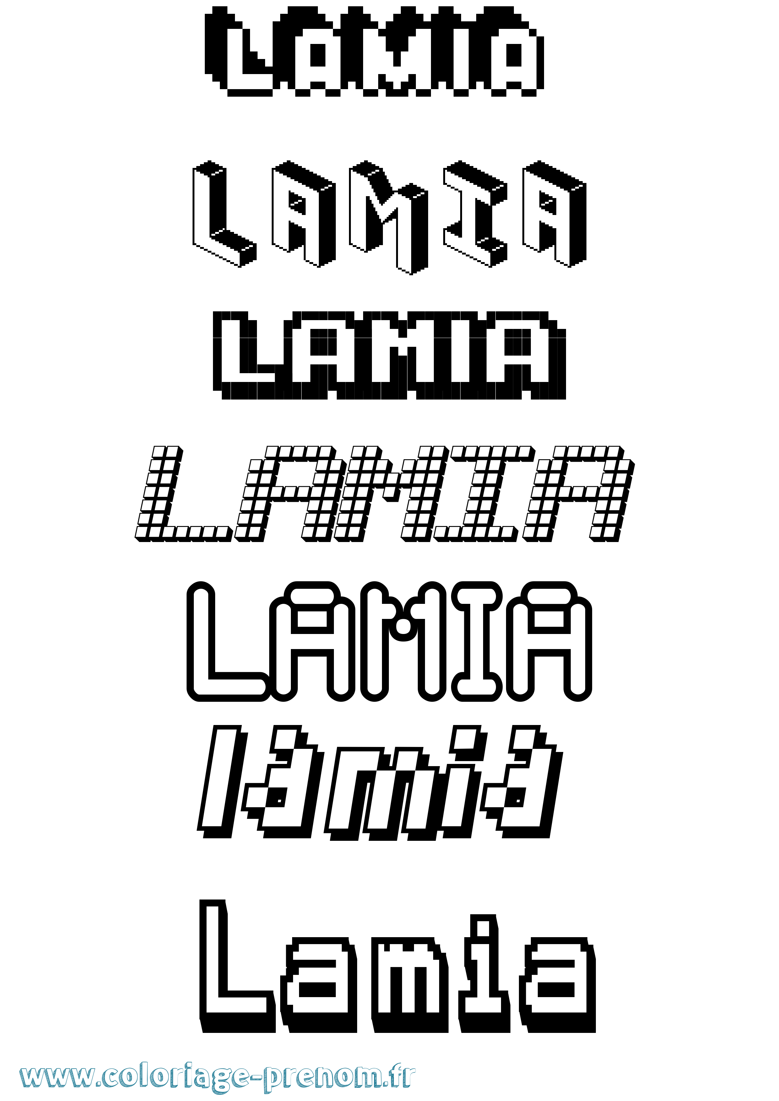 Coloriage Lamia Pixel Coloriage prénom Lamia Pixel