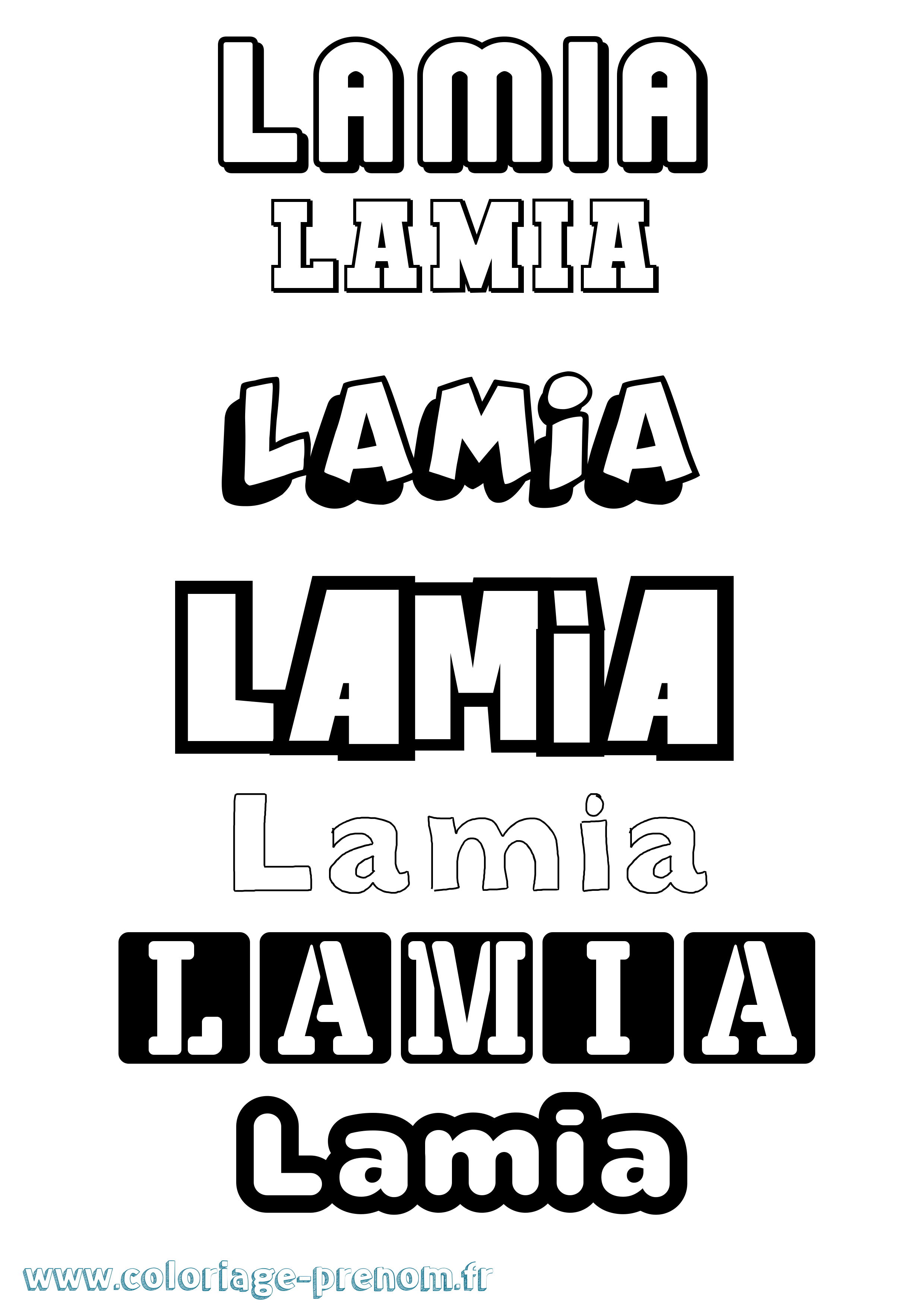 Coloriage prénom Lamia Simple