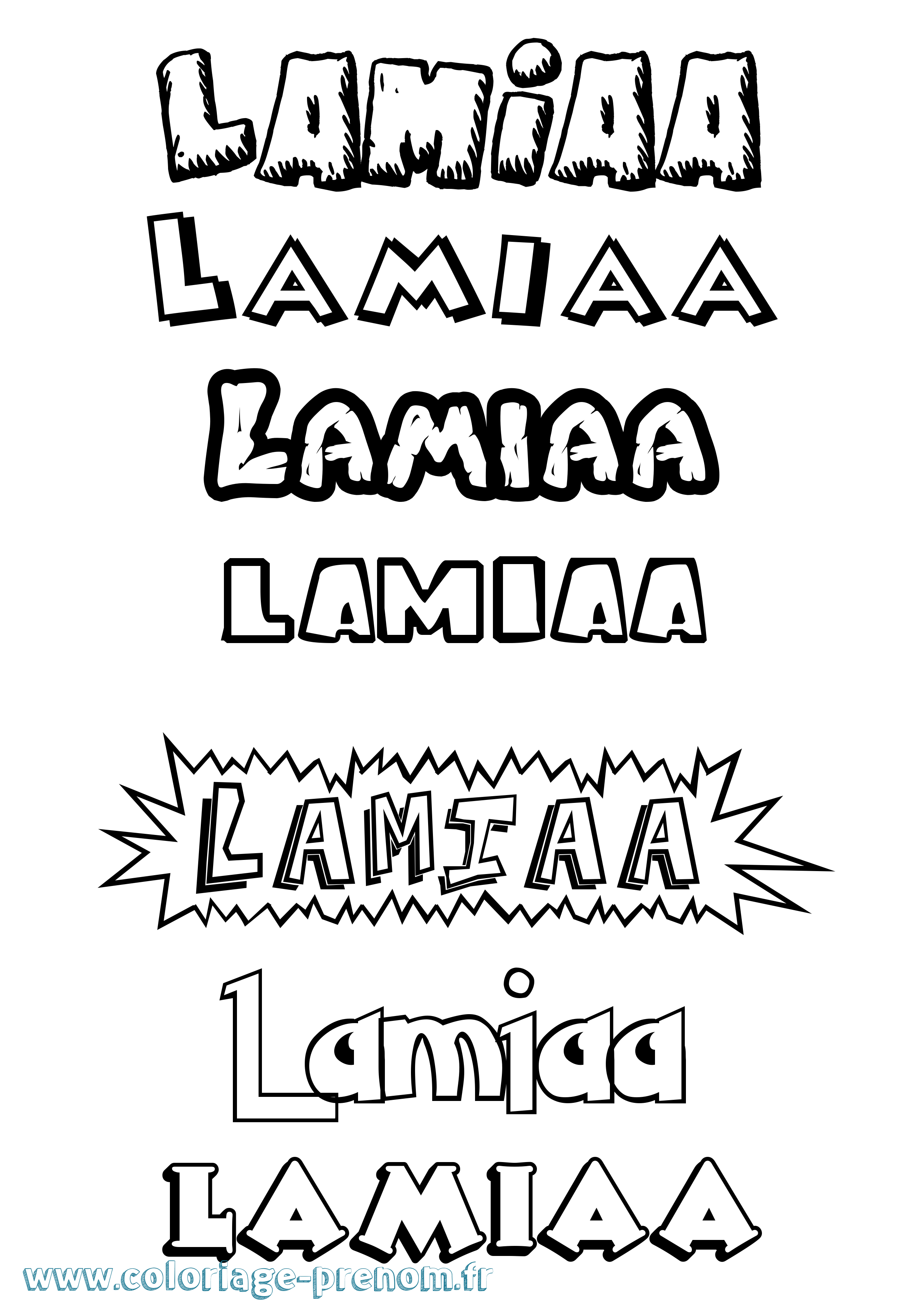 Coloriage prénom Lamiaa Dessin Animé