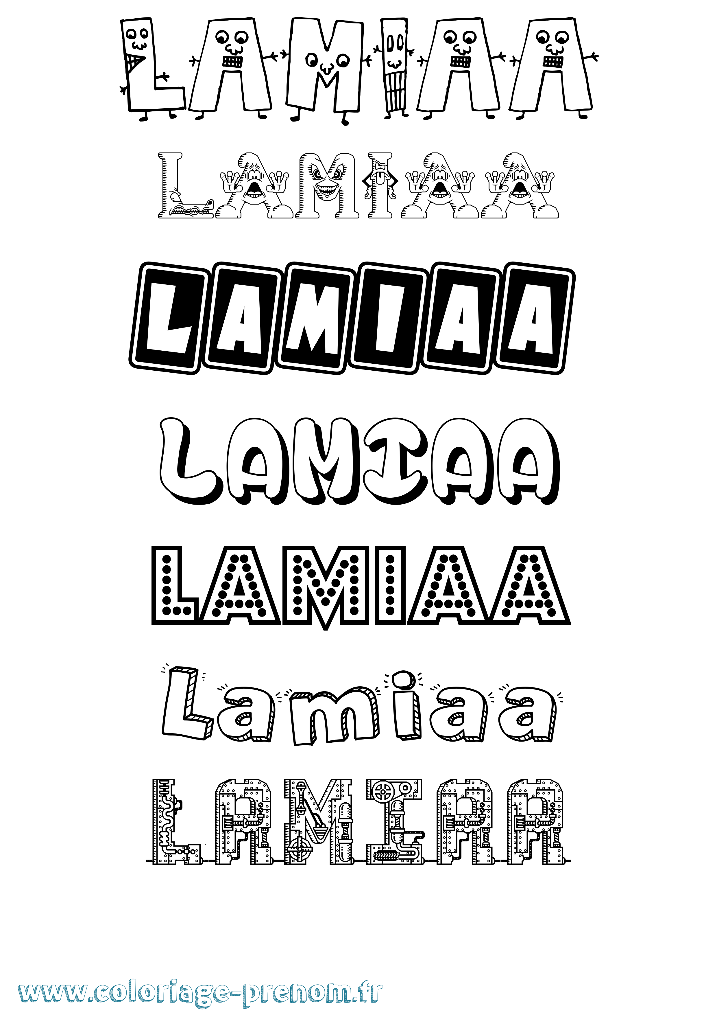 Coloriage prénom Lamiaa Fun