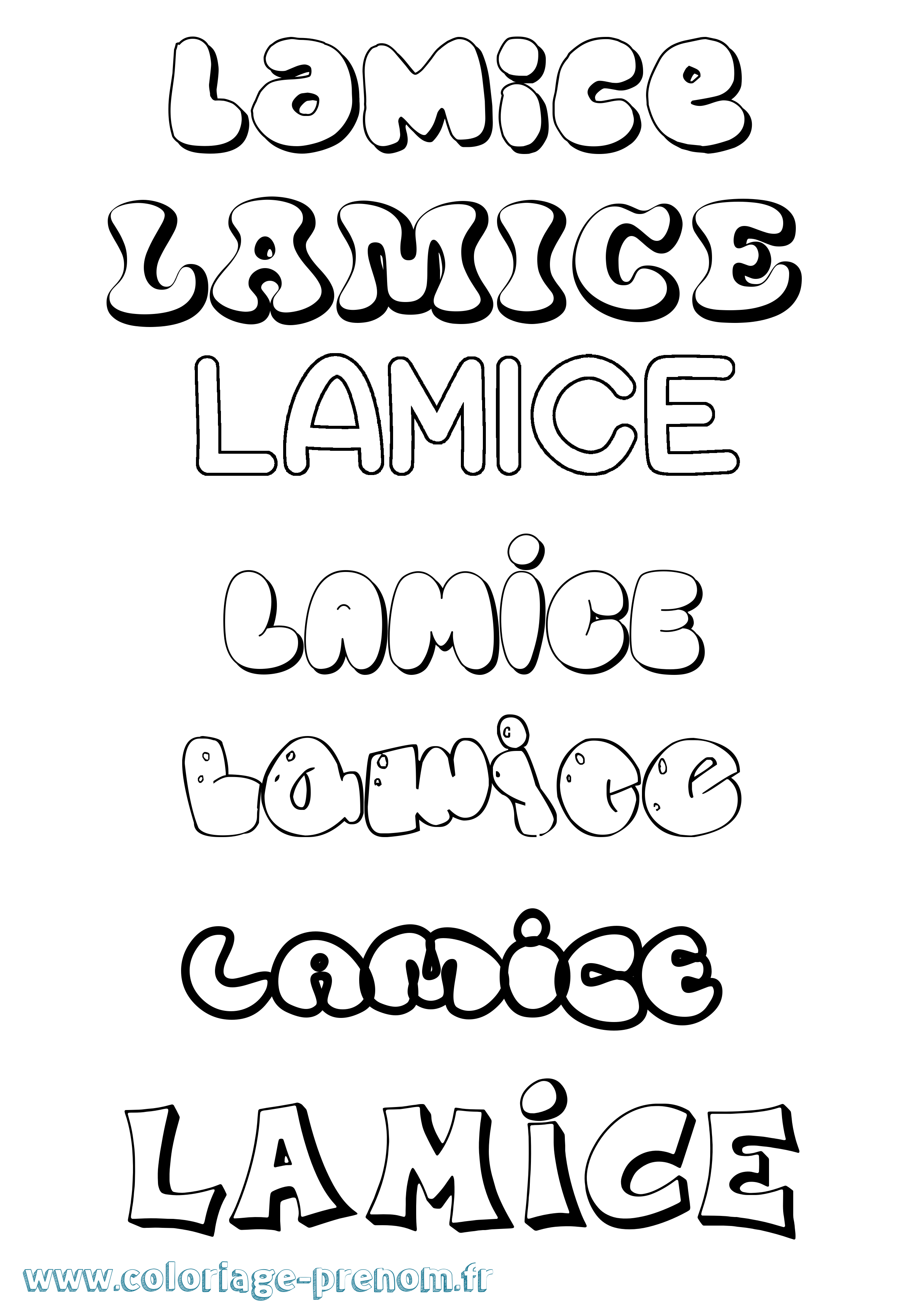 Coloriage prénom Lamice Bubble