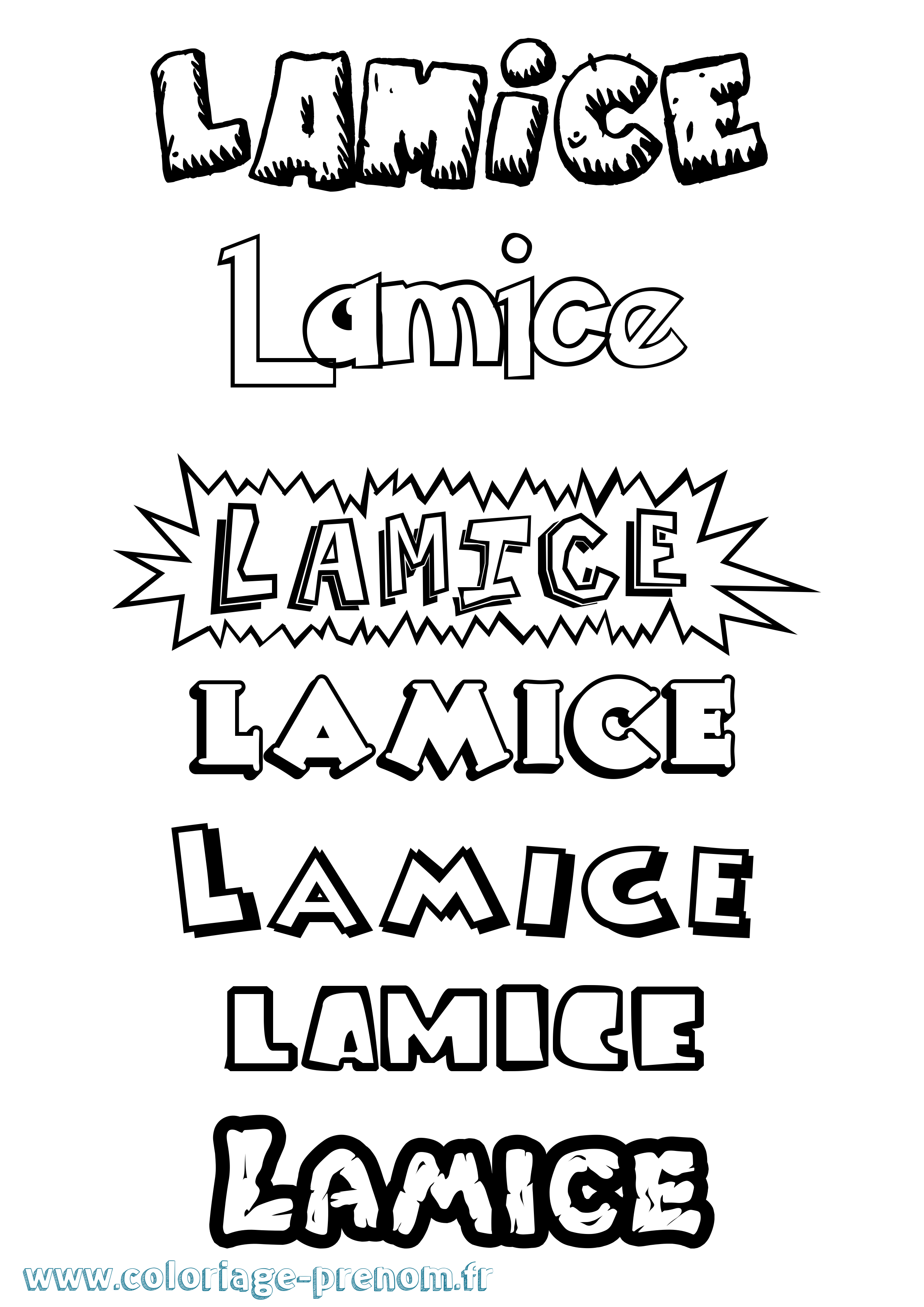 Coloriage prénom Lamice Dessin Animé