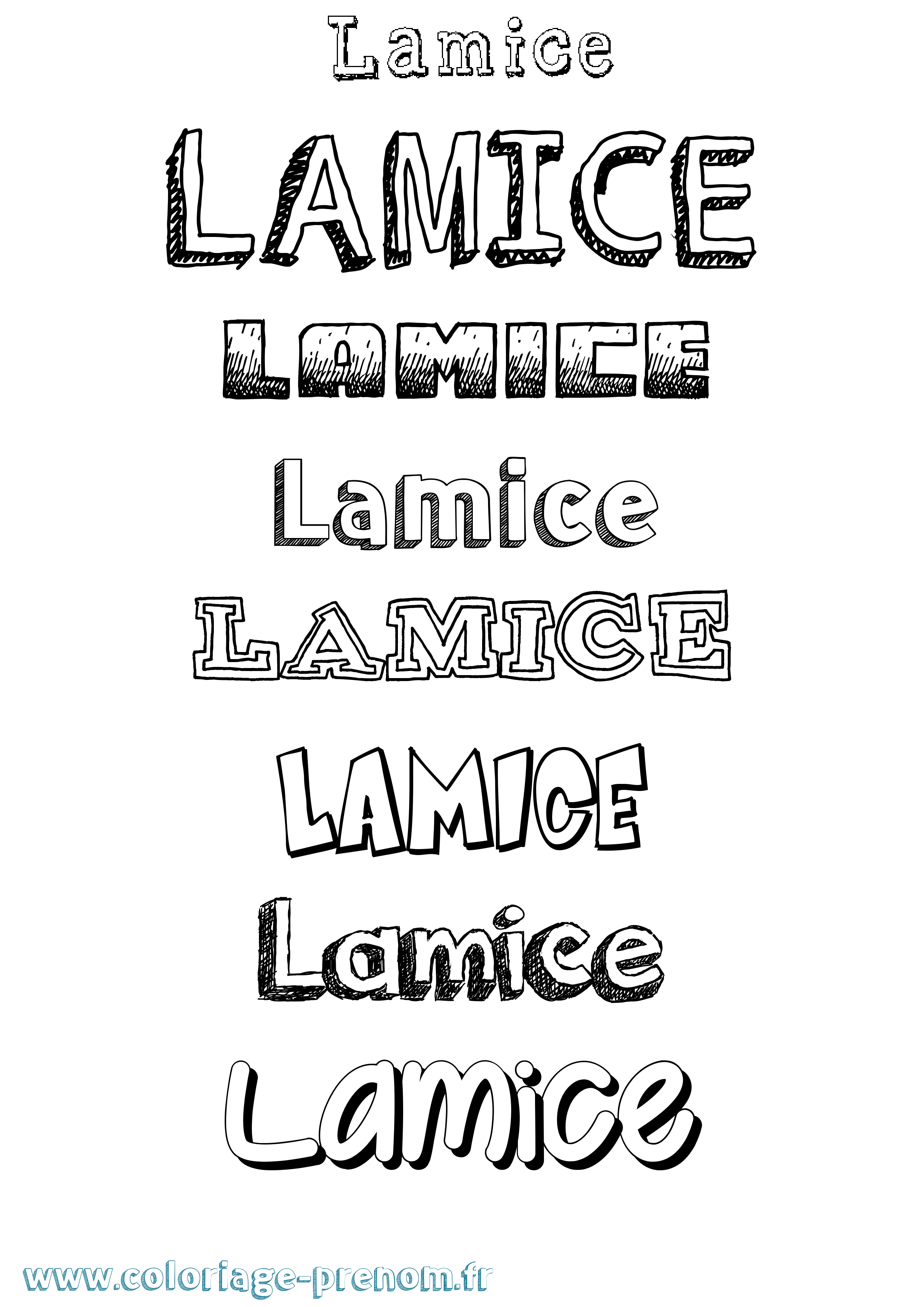 Coloriage prénom Lamice Dessiné