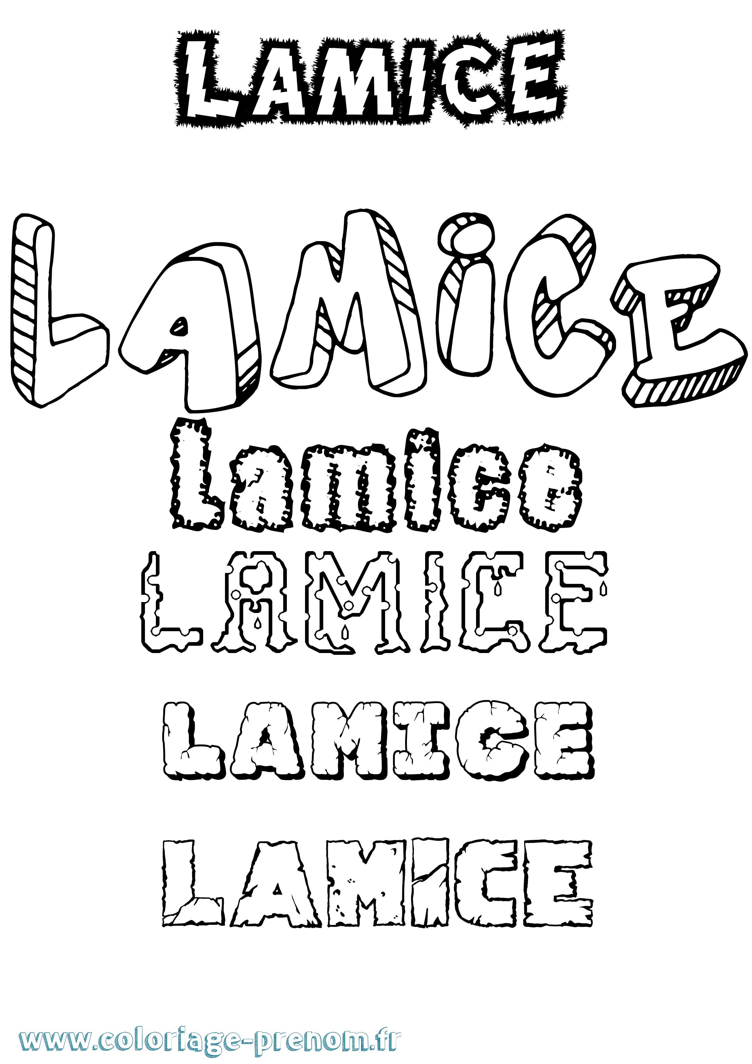 Coloriage Lamice Destructuré Coloriage prénom Lamice Destructuré