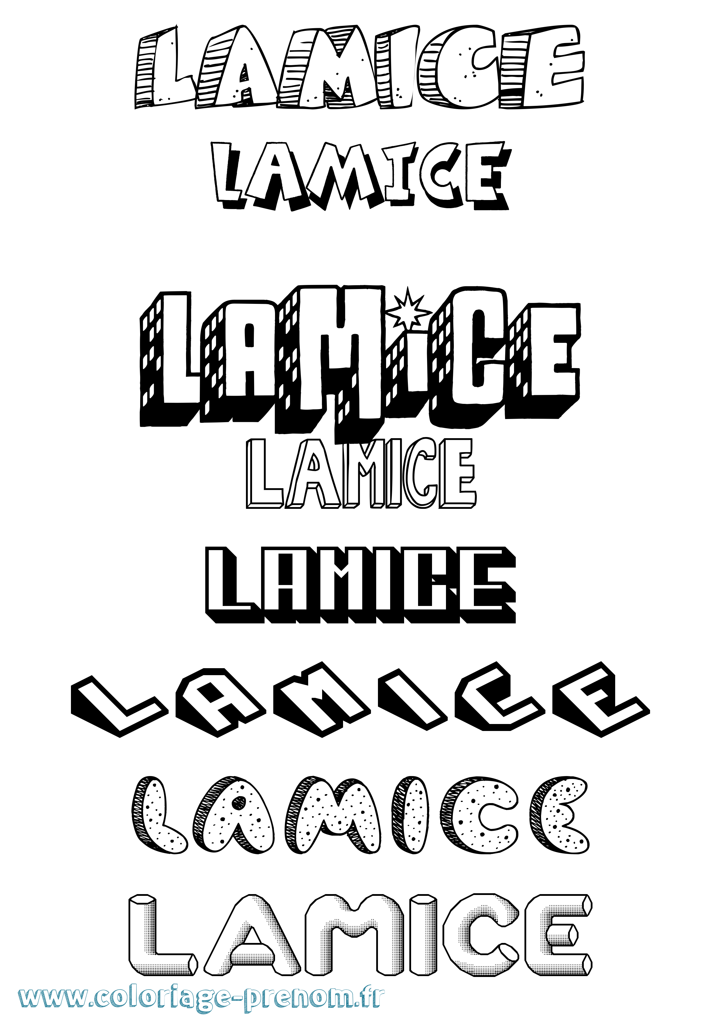 Coloriage Lamice Effet 3D Coloriage prénom Lamice Effet 3D