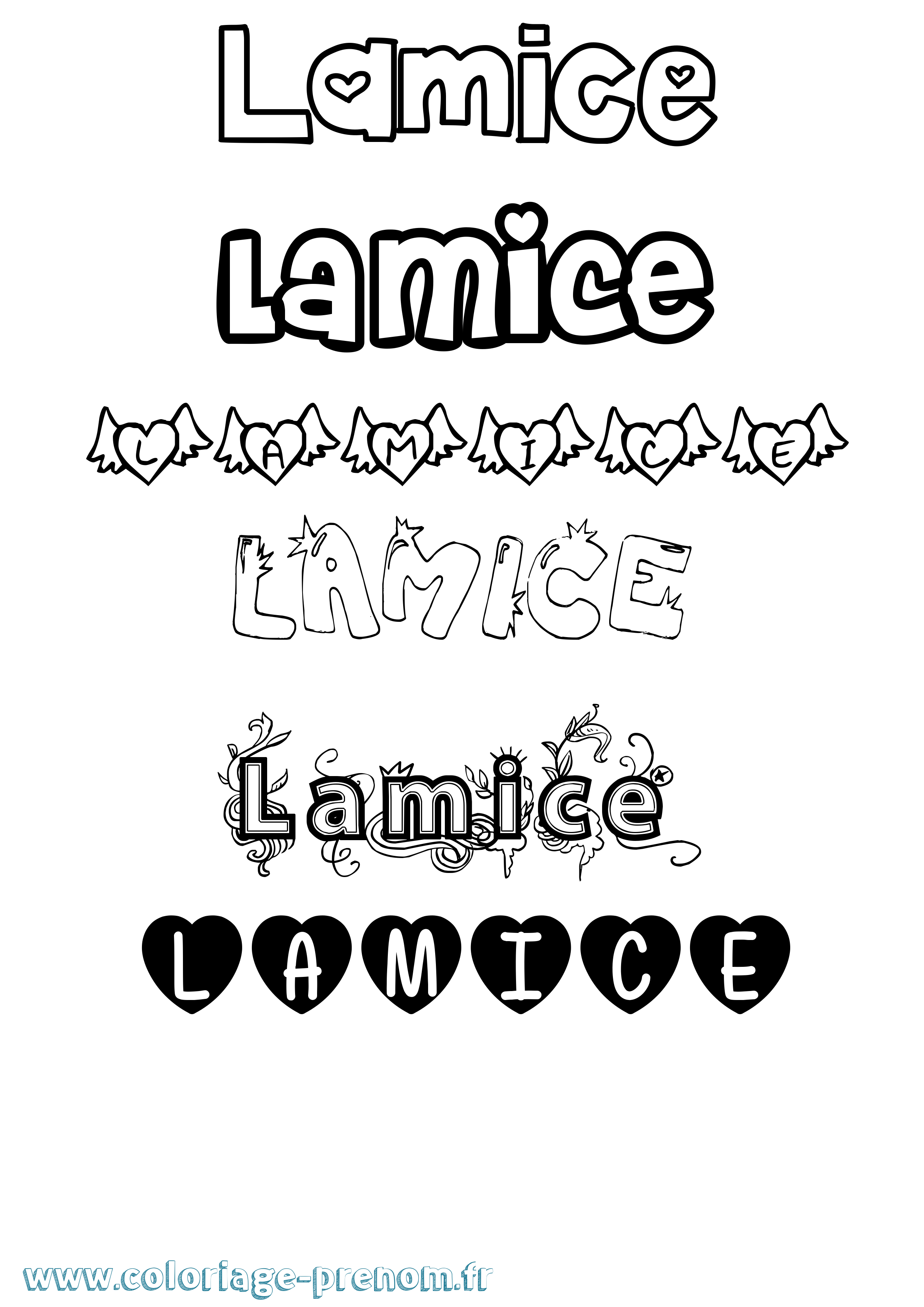 Coloriage Lamice Girly Coloriage prénom Lamice Girly