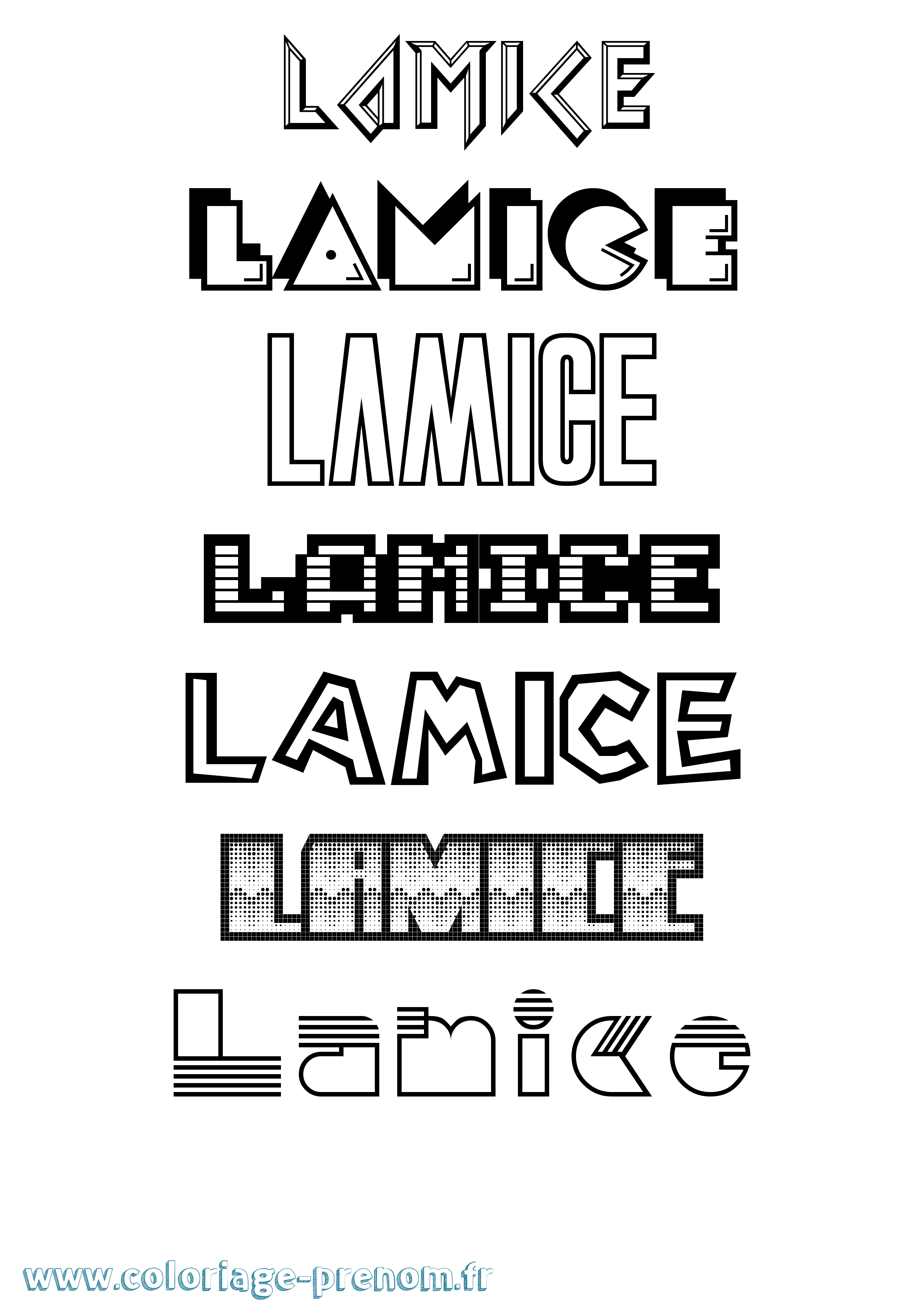 Coloriage prénom Lamice Jeux Vidéos