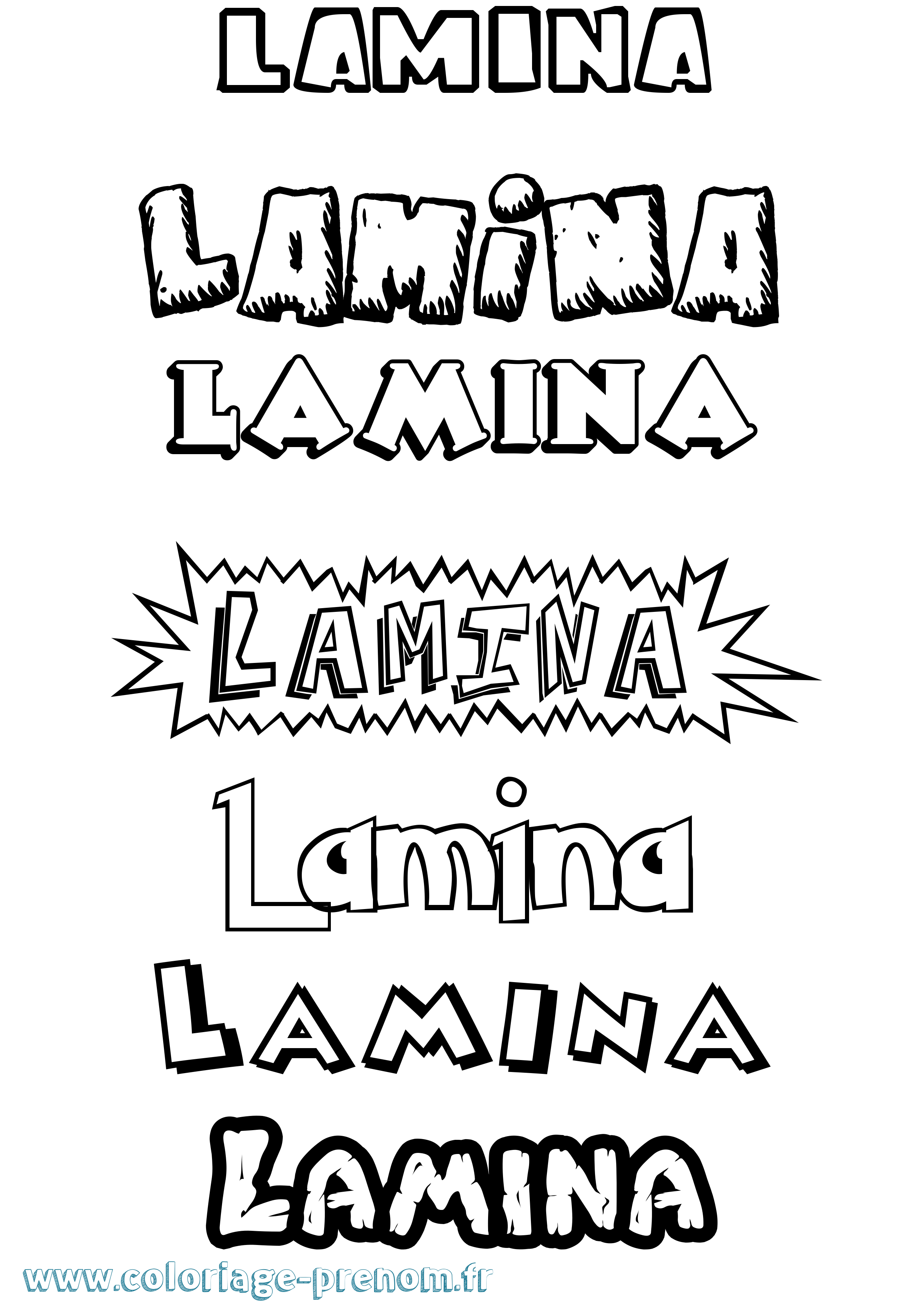 Coloriage prénom Lamina Dessin Animé