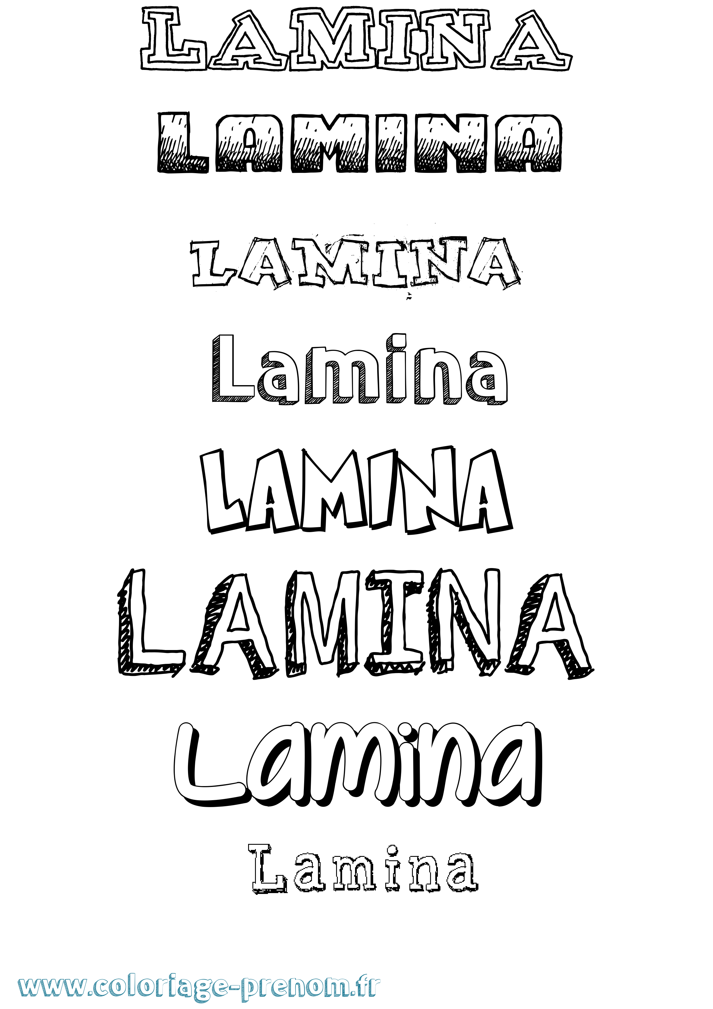 Coloriage prénom Lamina Dessiné