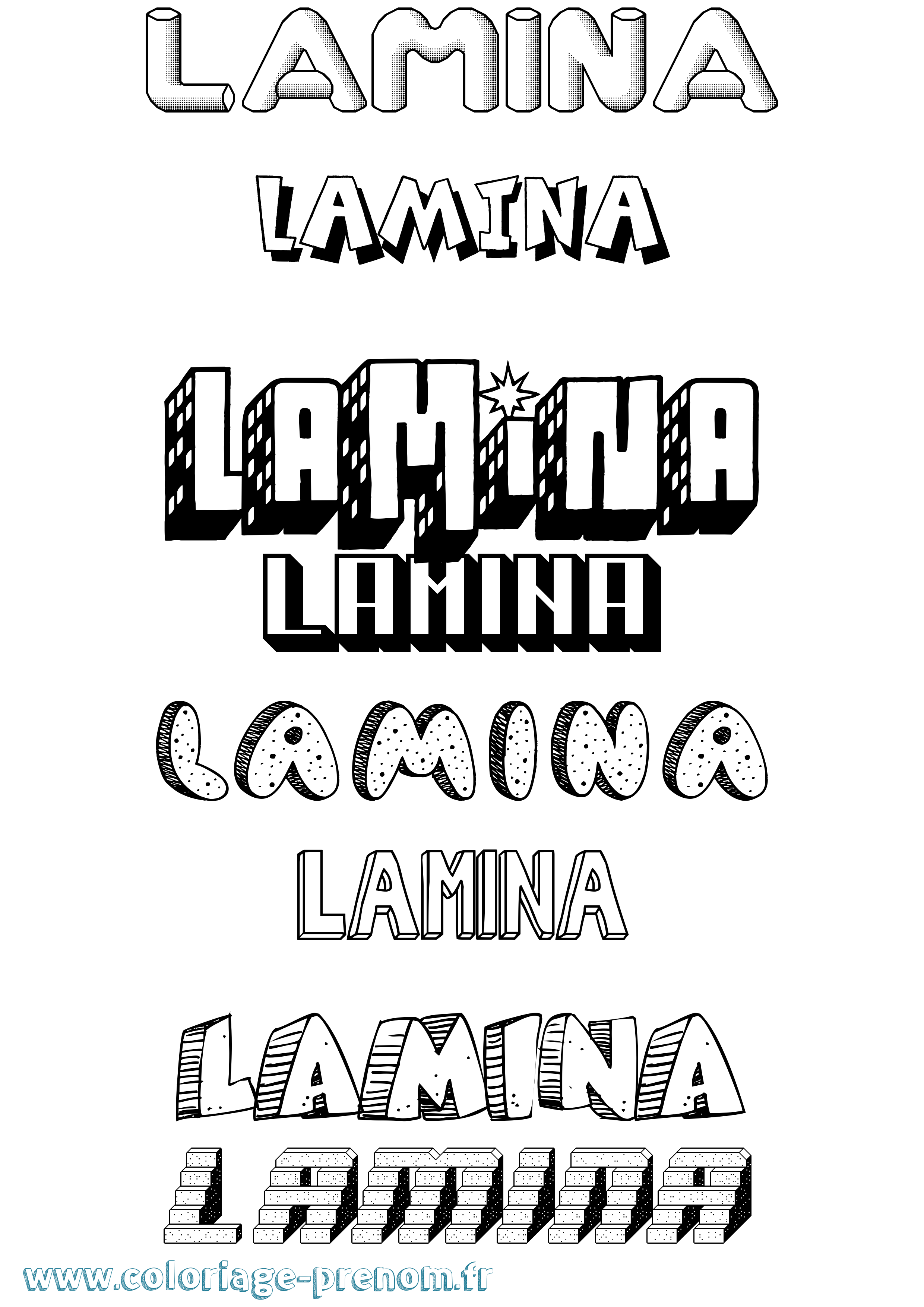 Coloriage prénom Lamina Effet 3D