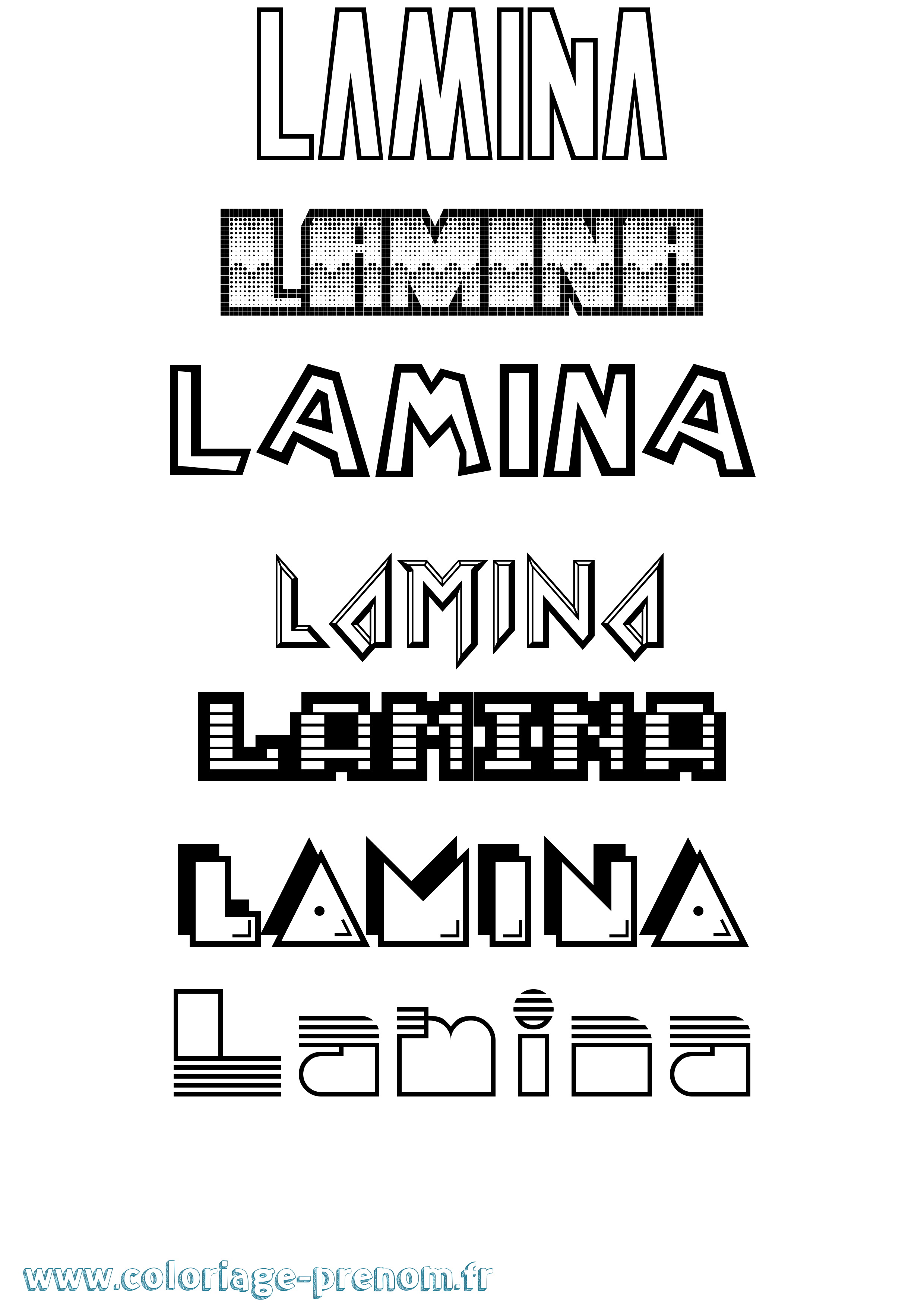 Coloriage prénom Lamina Jeux Vidéos