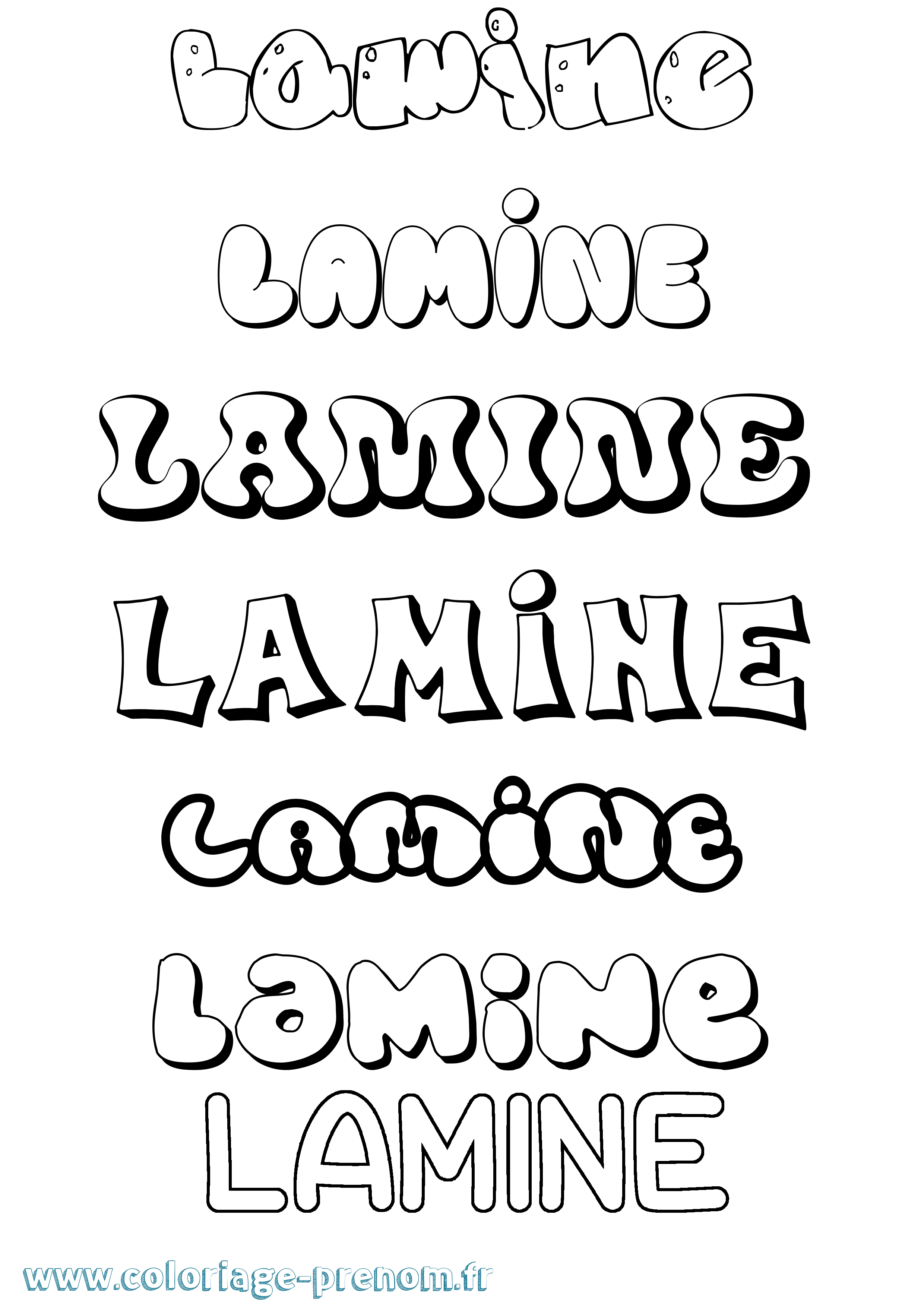 Coloriage prénom Lamine Bubble