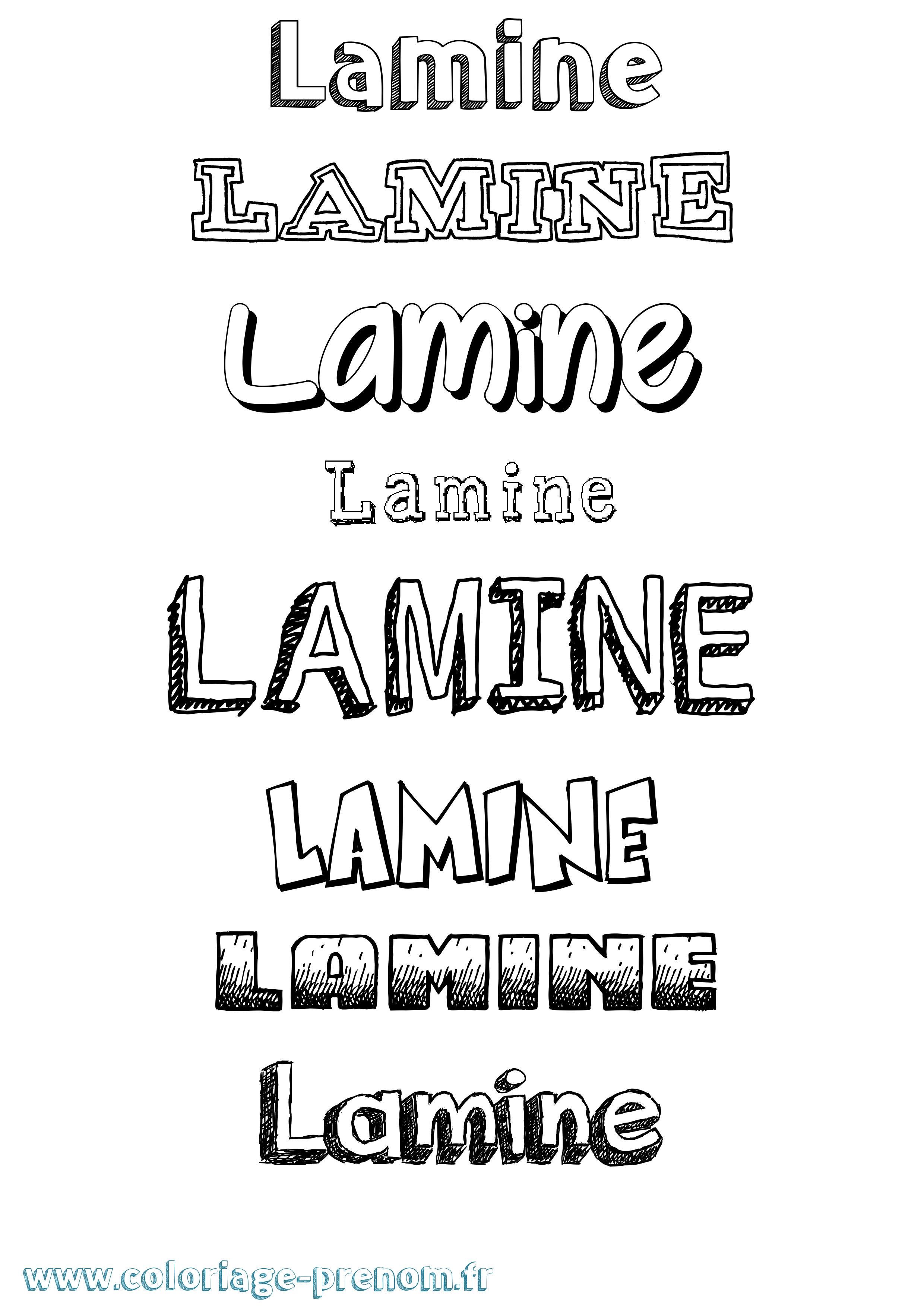 Coloriage prénom Lamine Dessiné