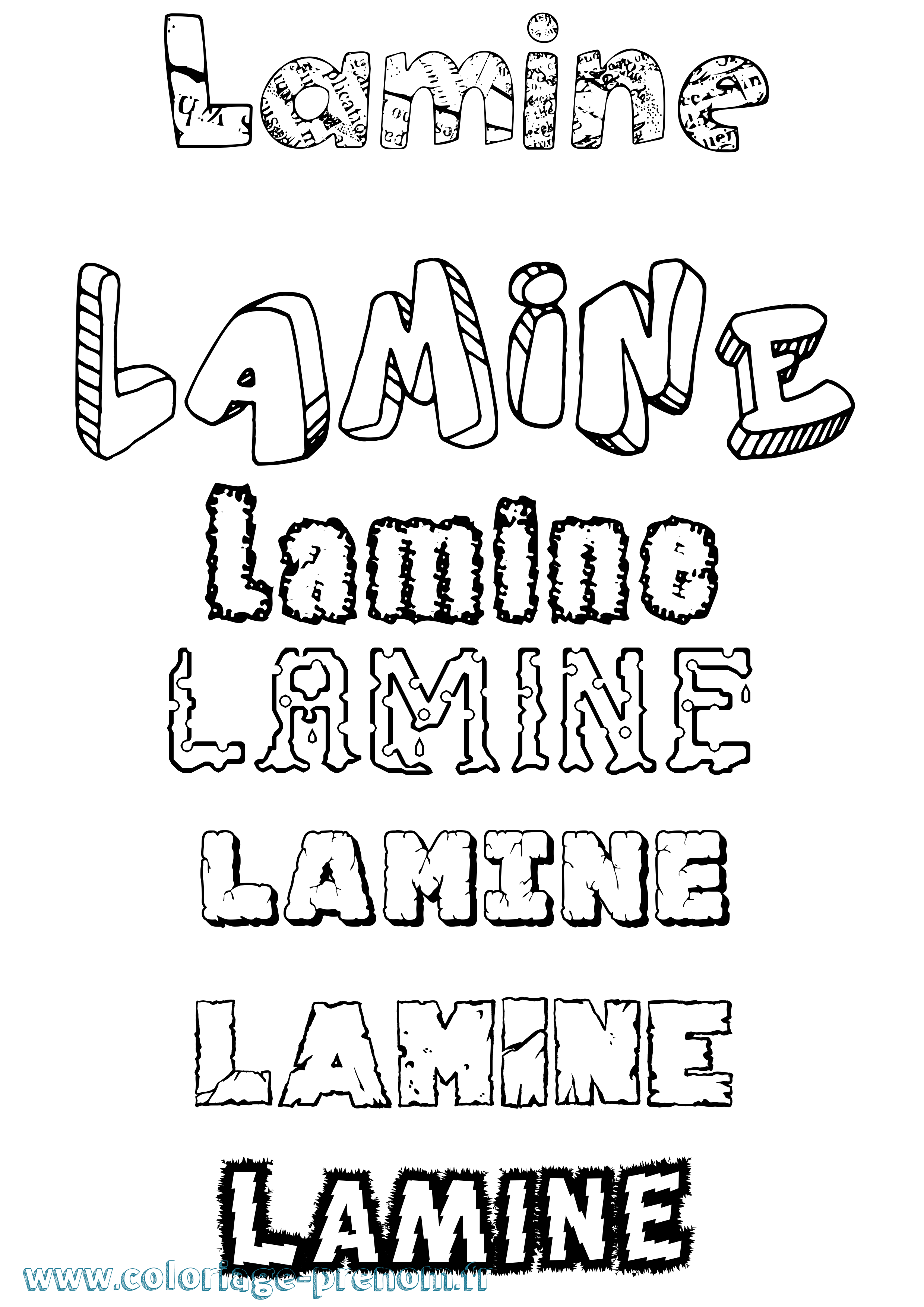 Coloriage prénom Lamine Destructuré