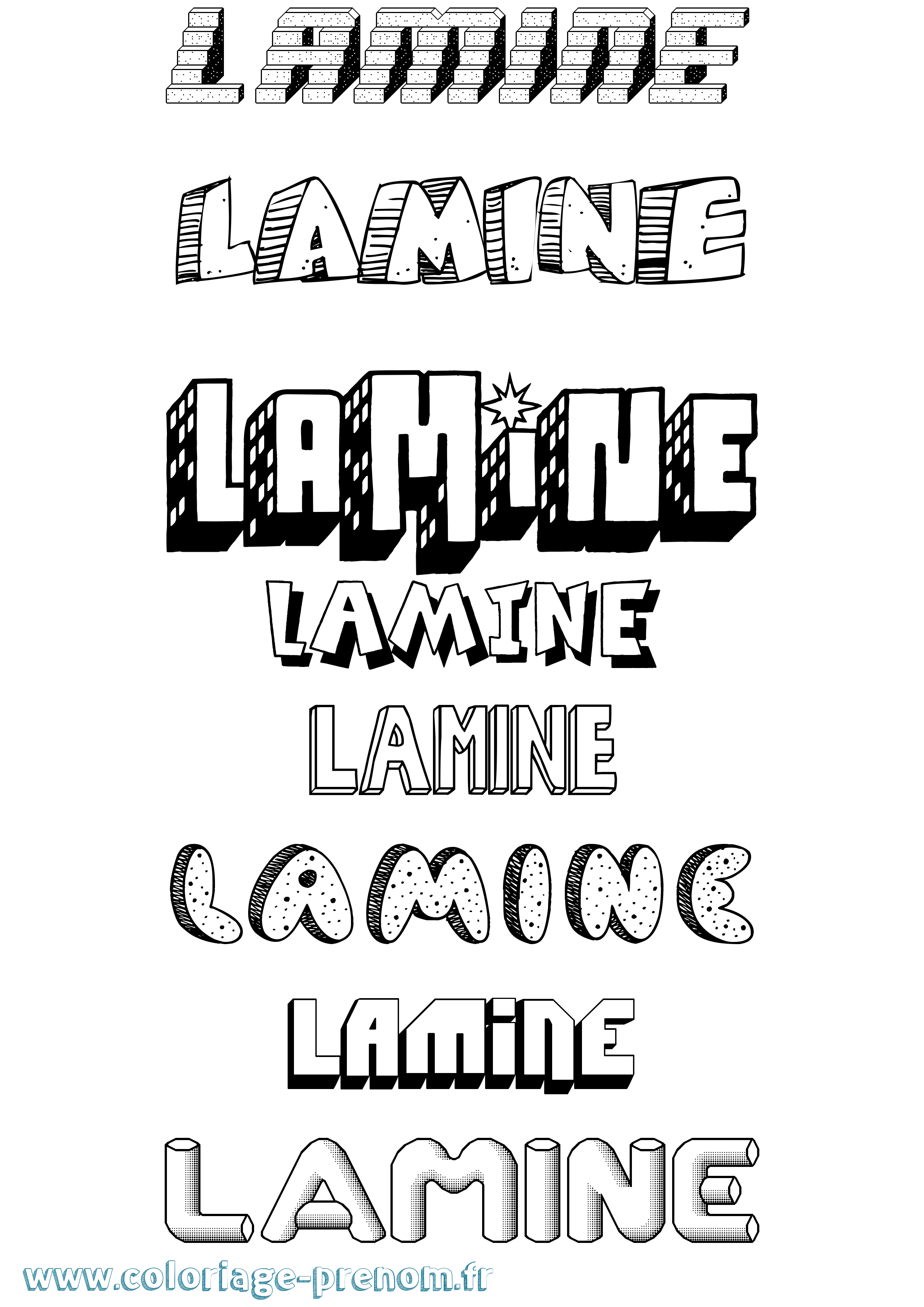 Coloriage prénom Lamine Effet 3D
