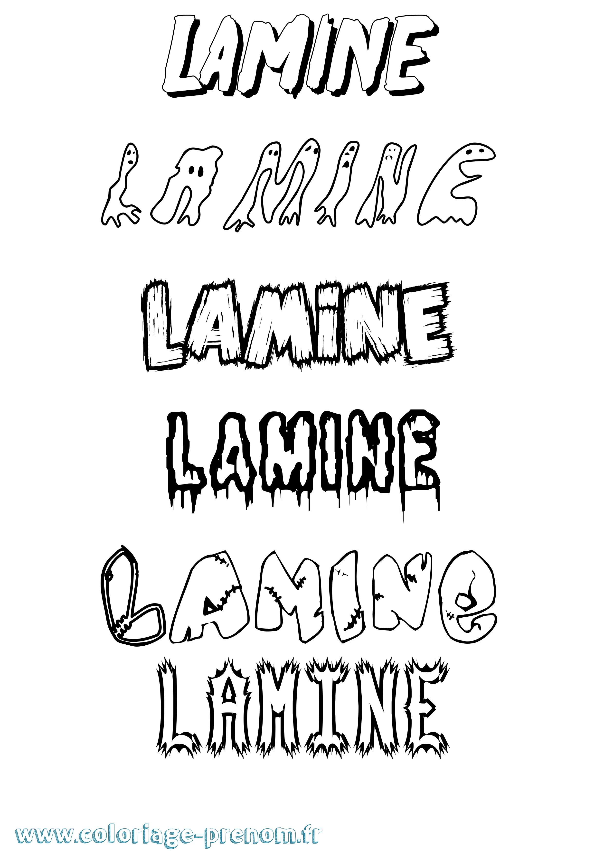Coloriage prénom Lamine Frisson