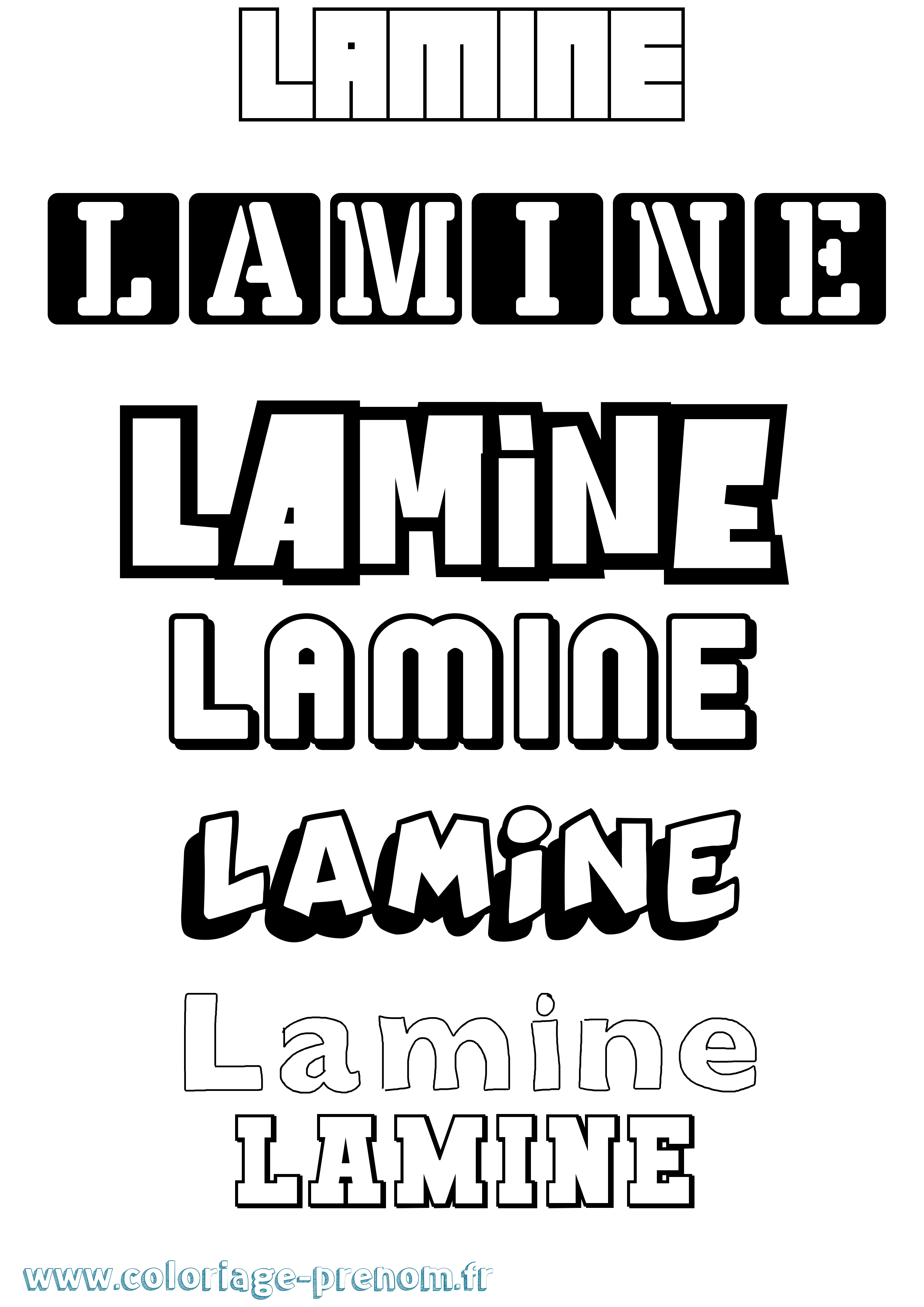 Coloriage prénom Lamine Simple