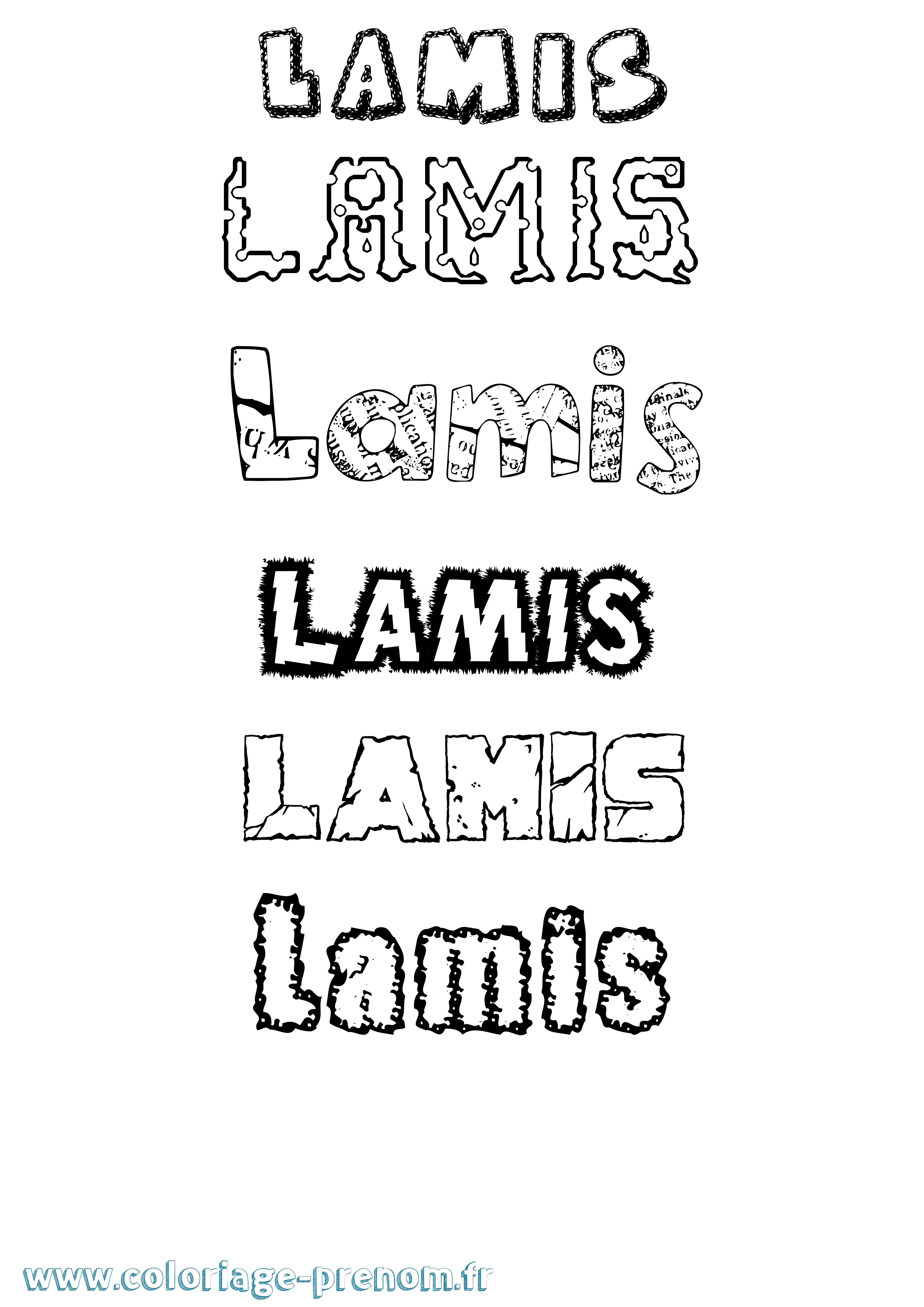 Coloriage prénom Lamis Destructuré