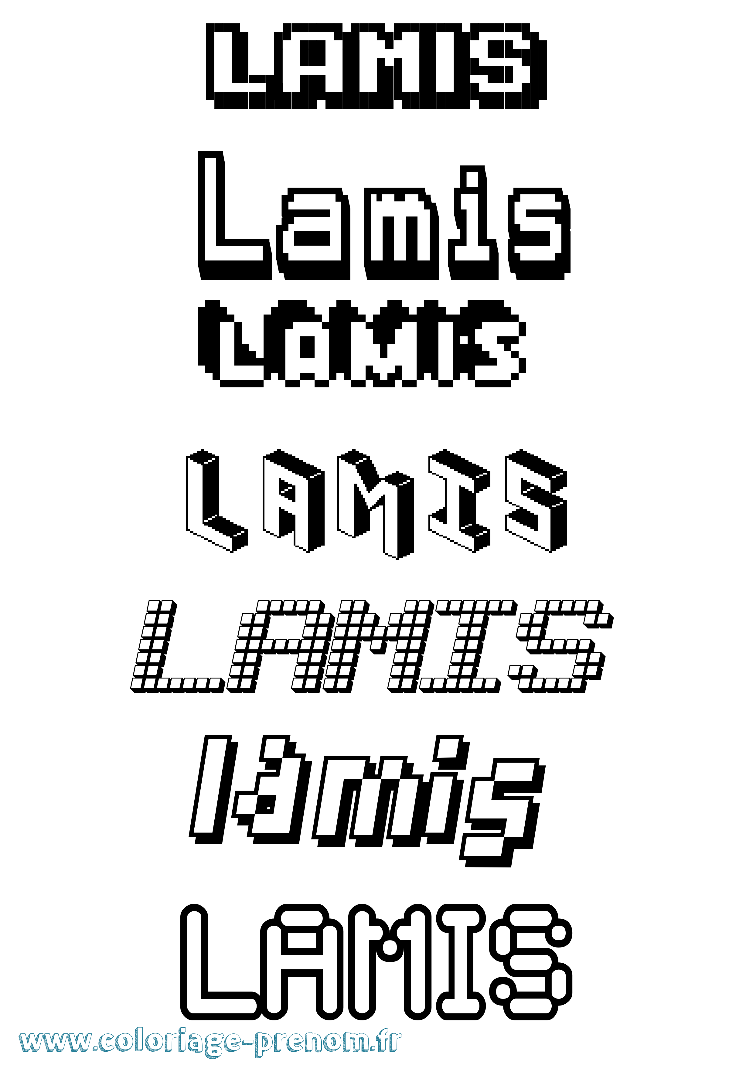 Coloriage prénom Lamis Pixel