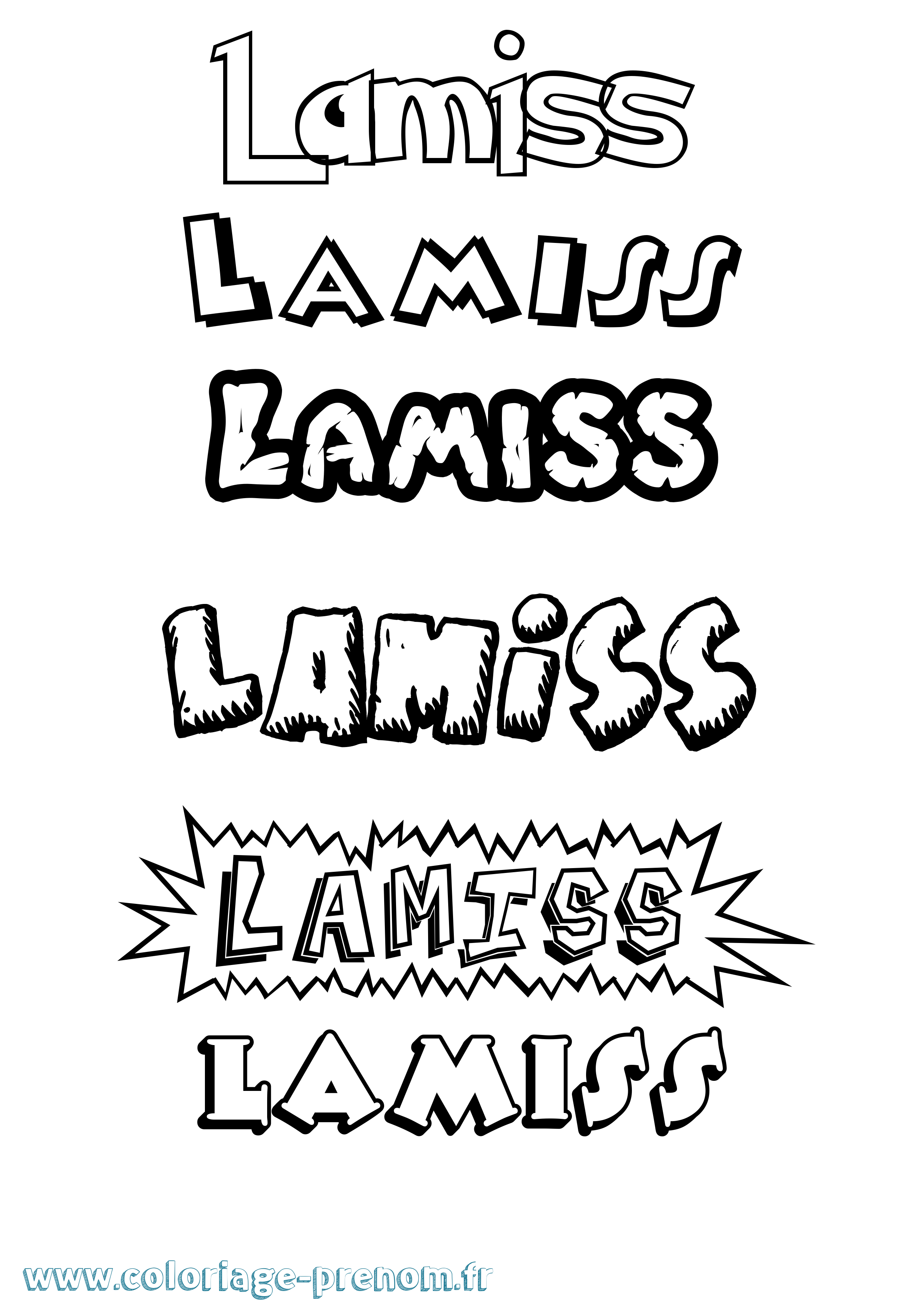 Coloriage prénom Lamiss Dessin Animé