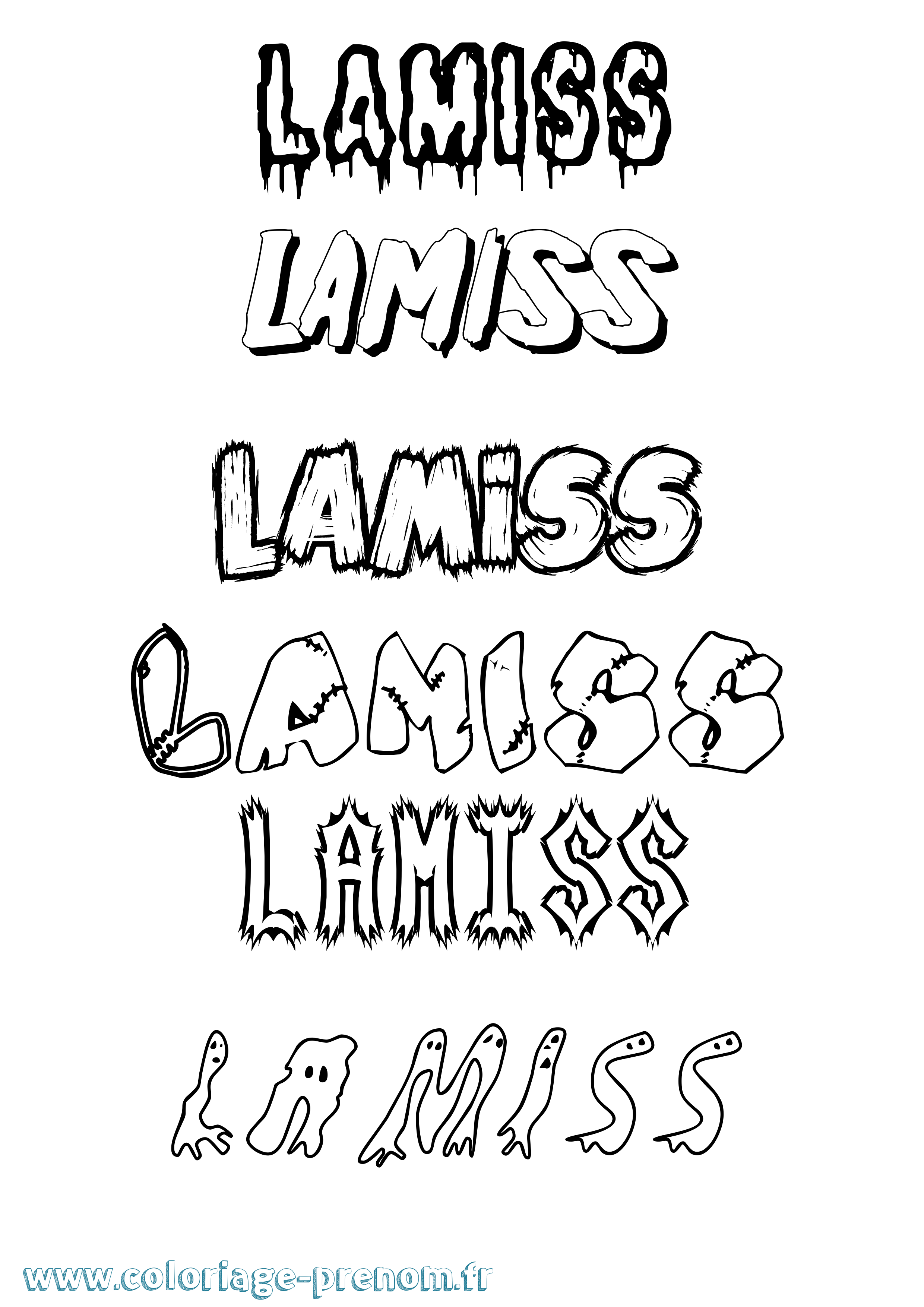 Coloriage prénom Lamiss Frisson