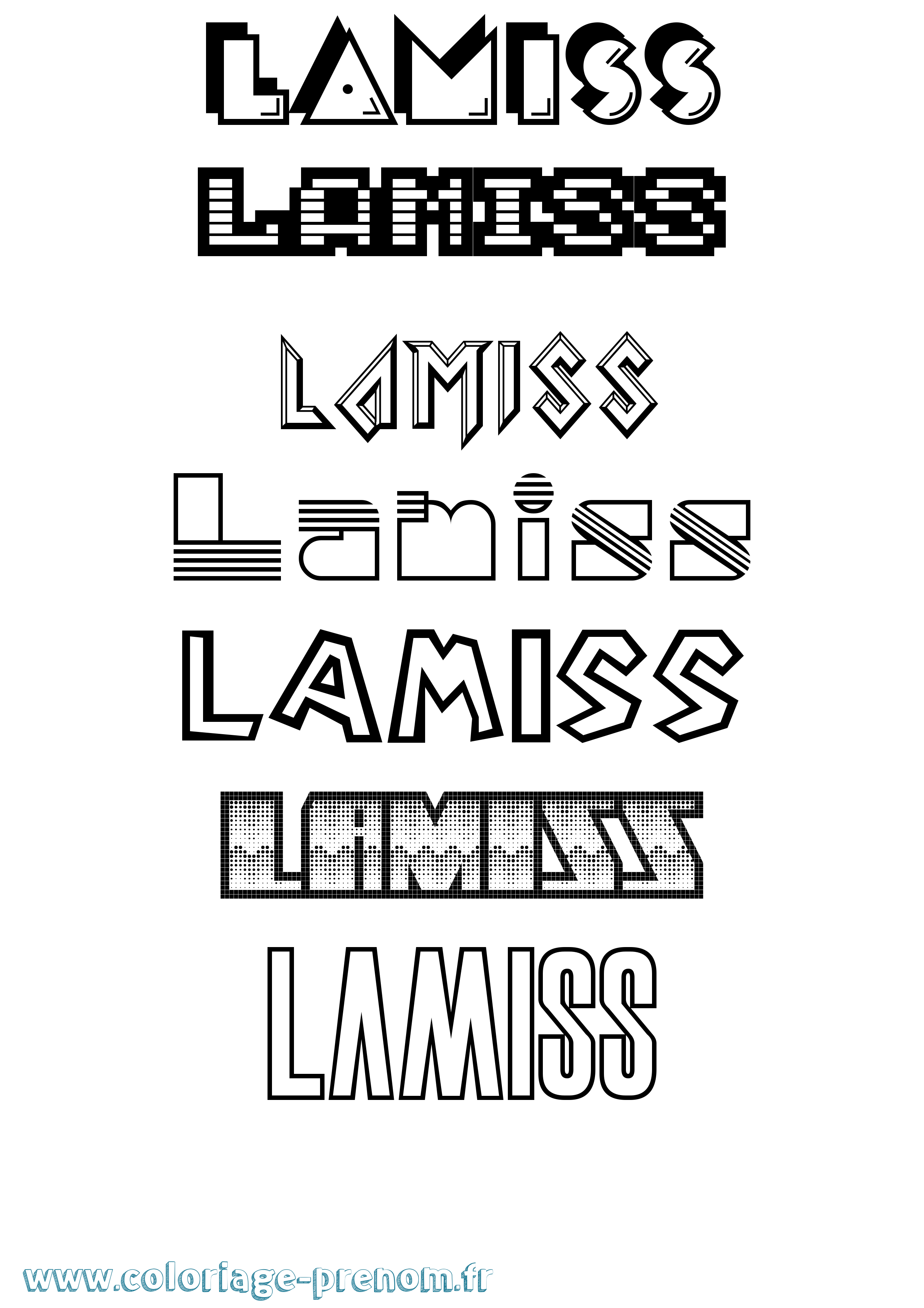 Coloriage prénom Lamiss Jeux Vidéos