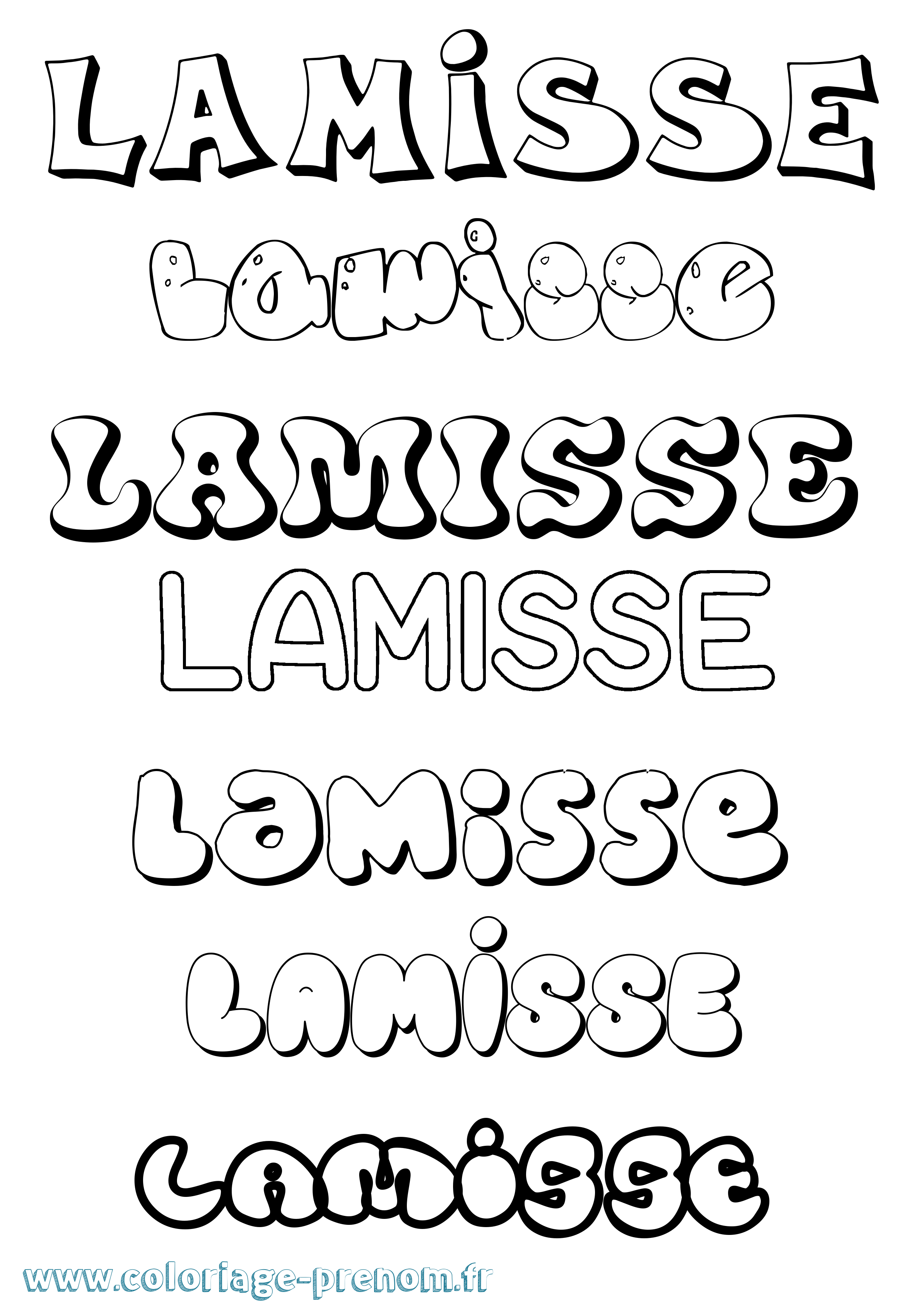 Coloriage prénom Lamisse Bubble