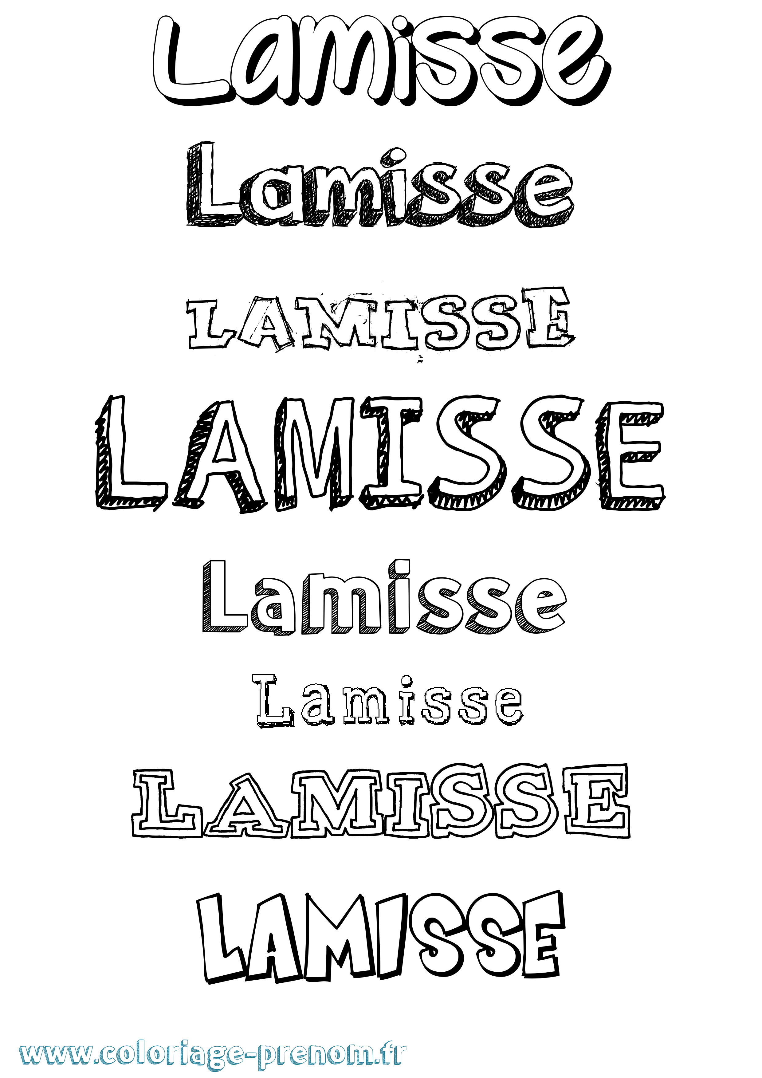 Coloriage prénom Lamisse Dessiné