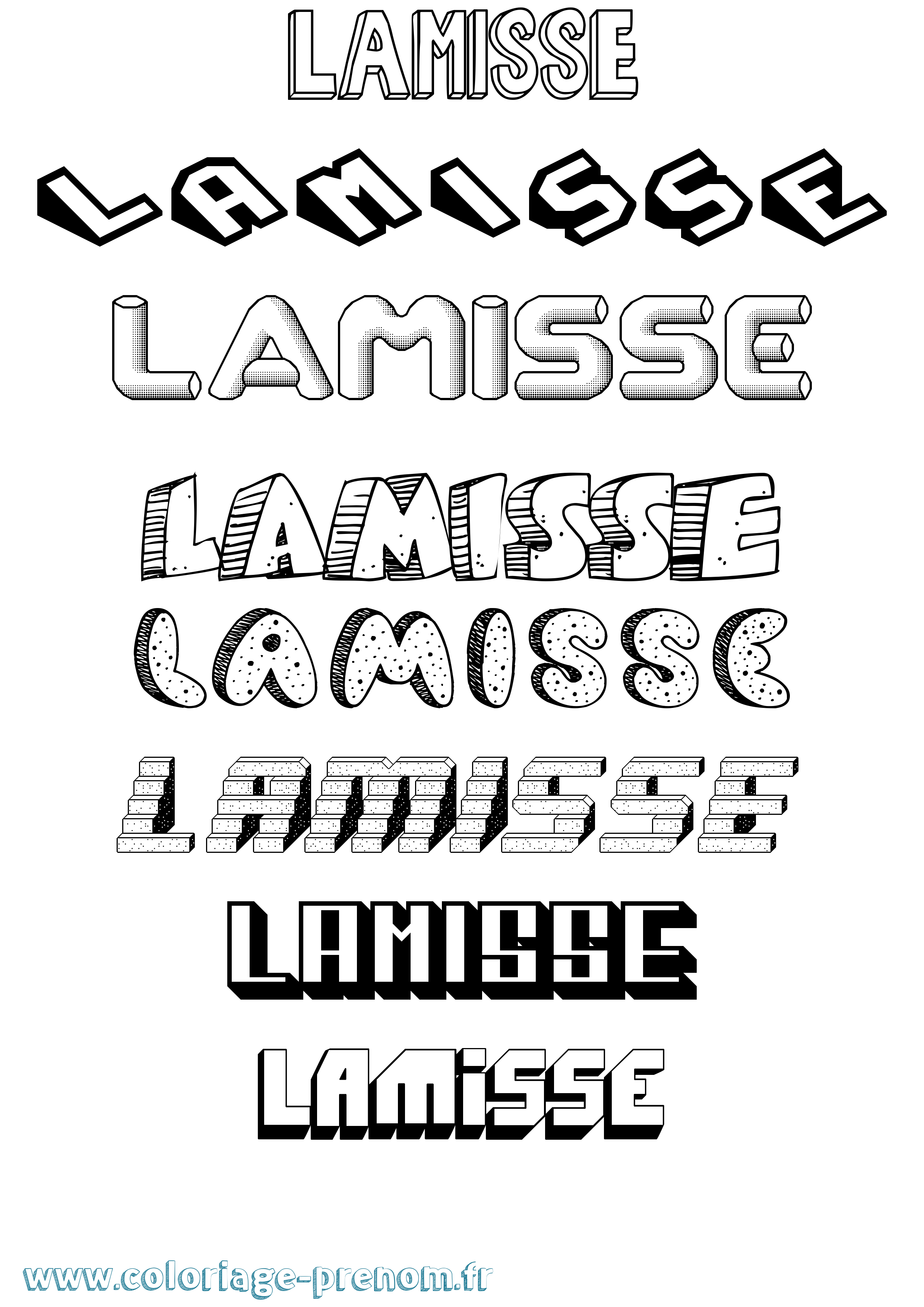 Coloriage prénom Lamisse Effet 3D