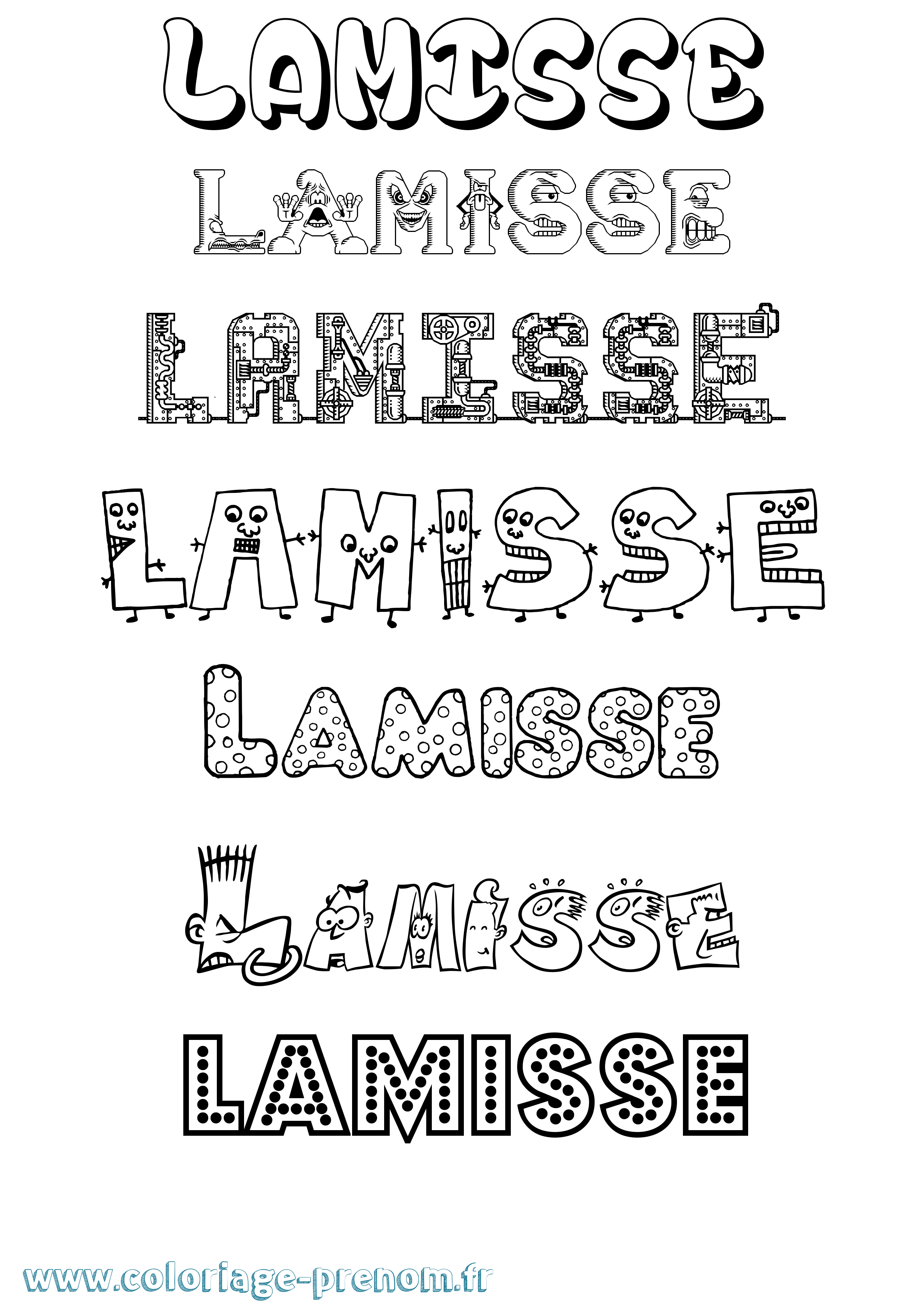 Coloriage prénom Lamisse Fun
