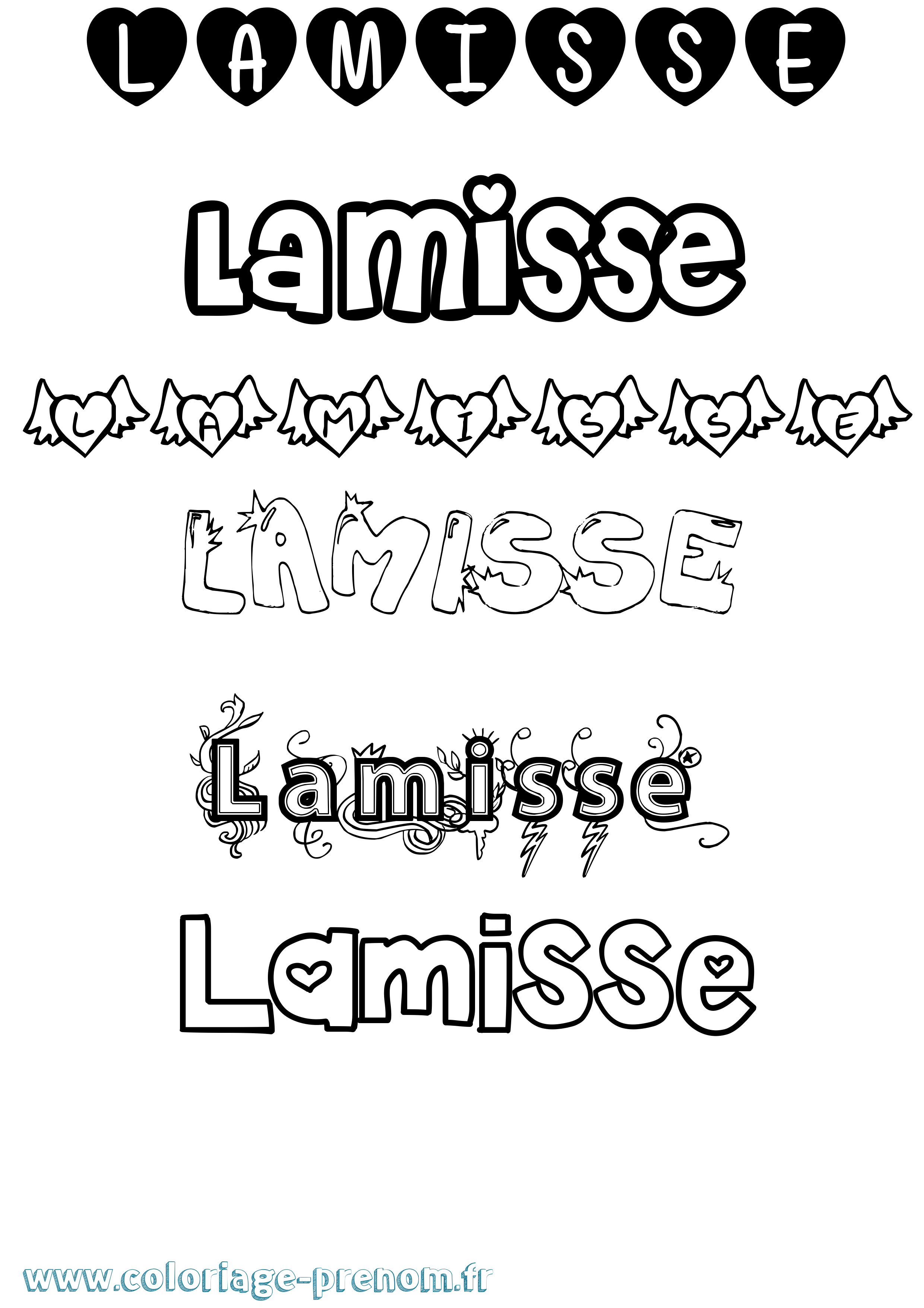 Coloriage prénom Lamisse Girly