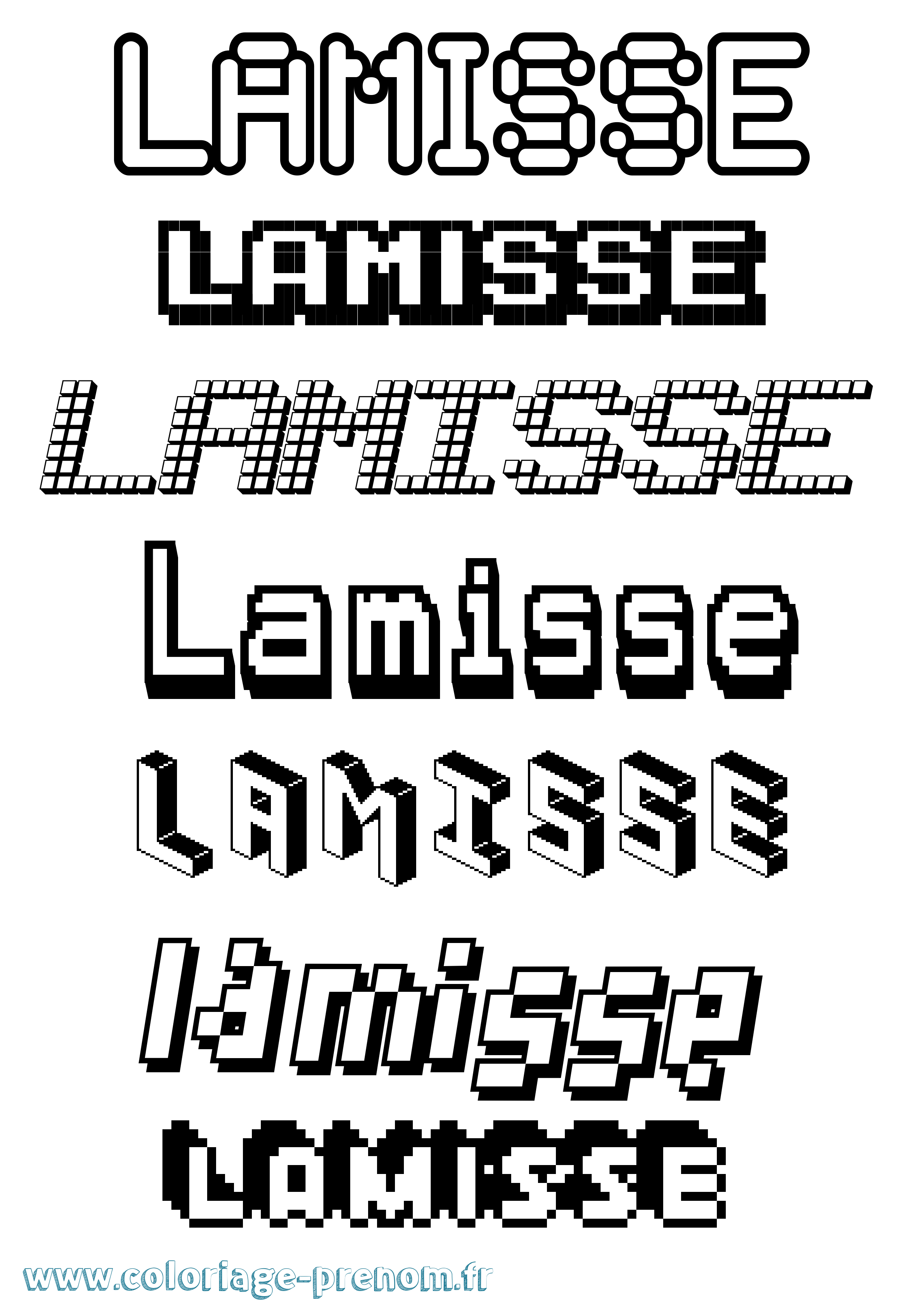 Coloriage prénom Lamisse Pixel