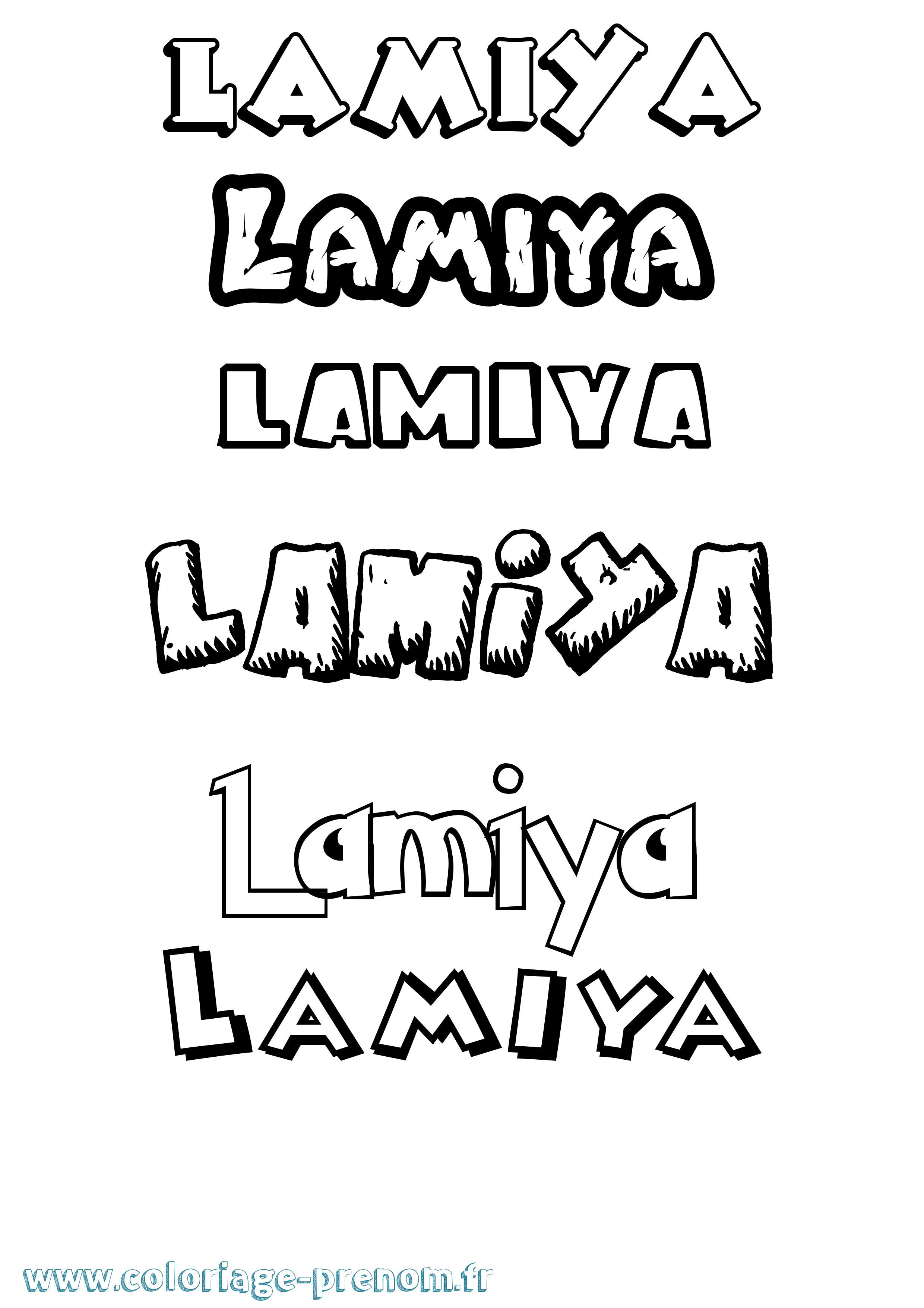 Coloriage prénom Lamiya Dessin Animé