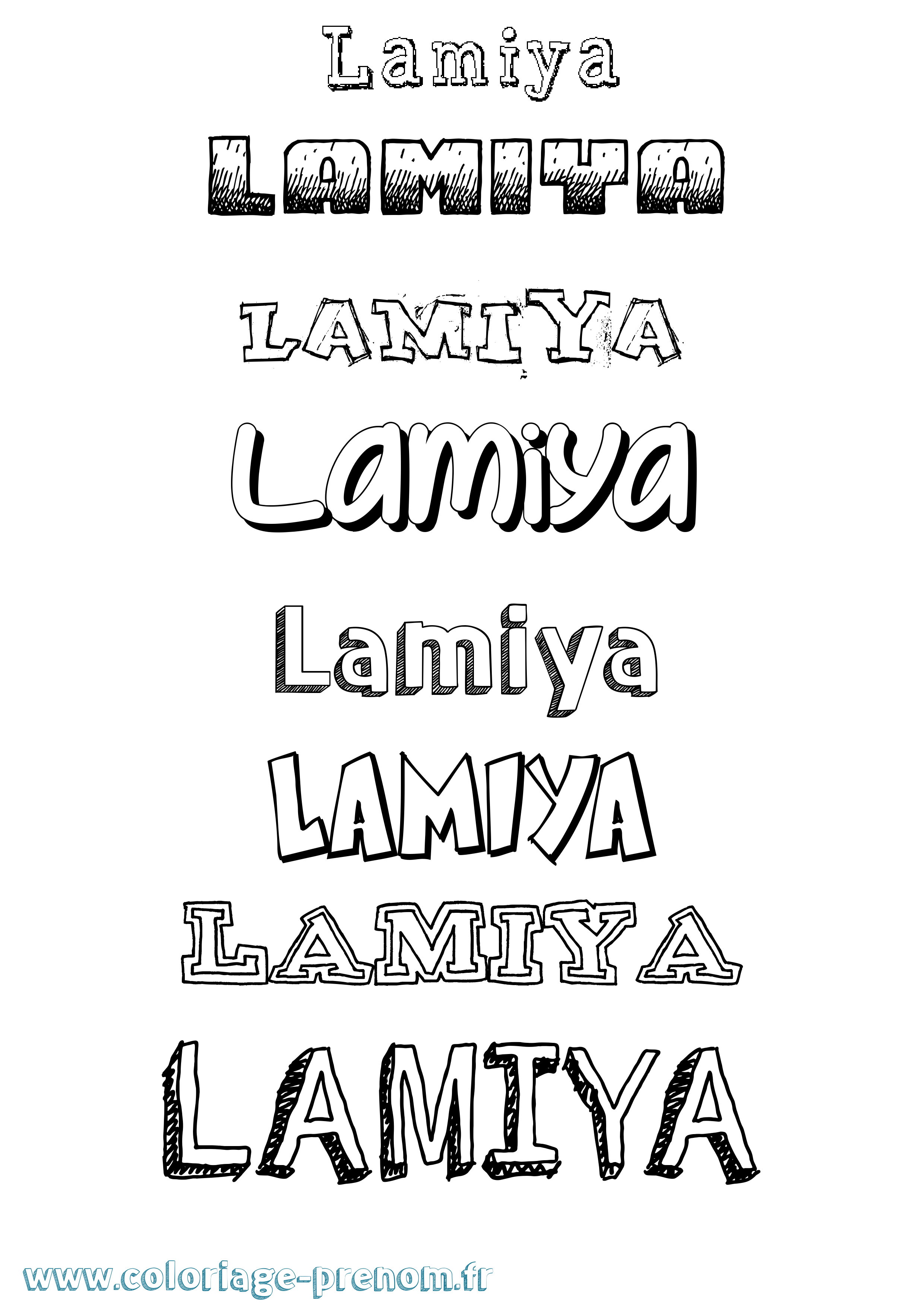 Coloriage prénom Lamiya Dessiné