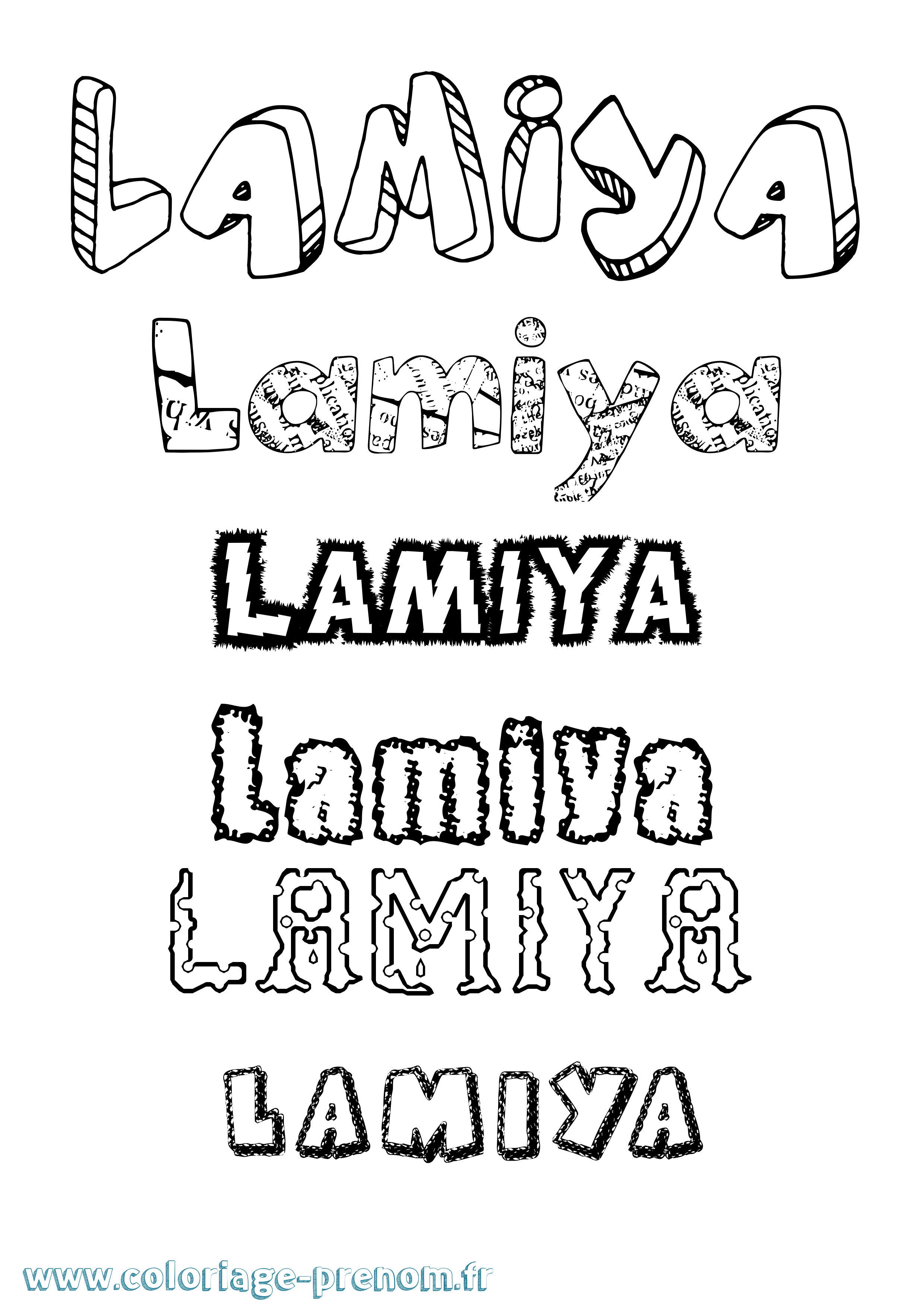 Coloriage prénom Lamiya Destructuré