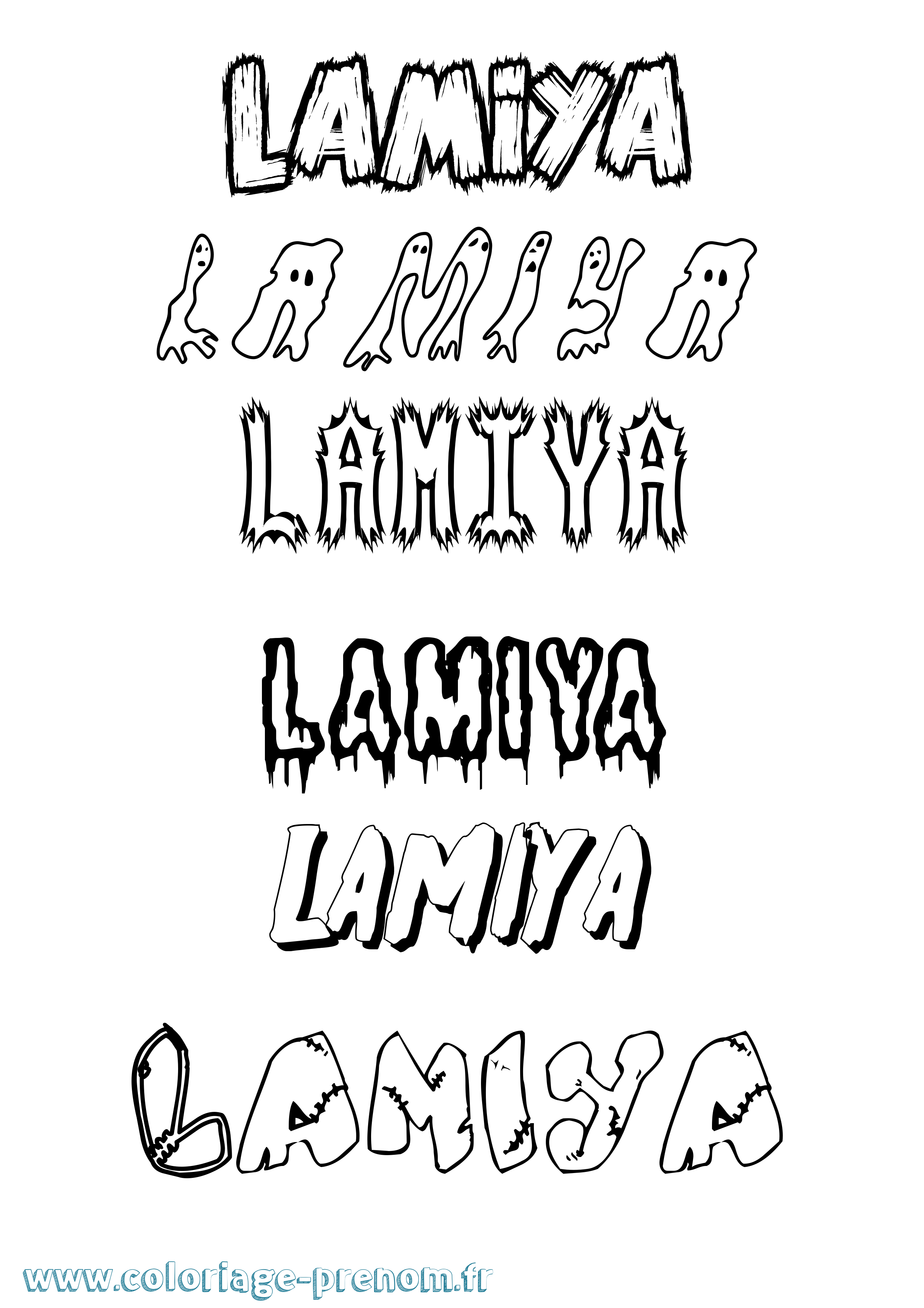 Coloriage prénom Lamiya Frisson