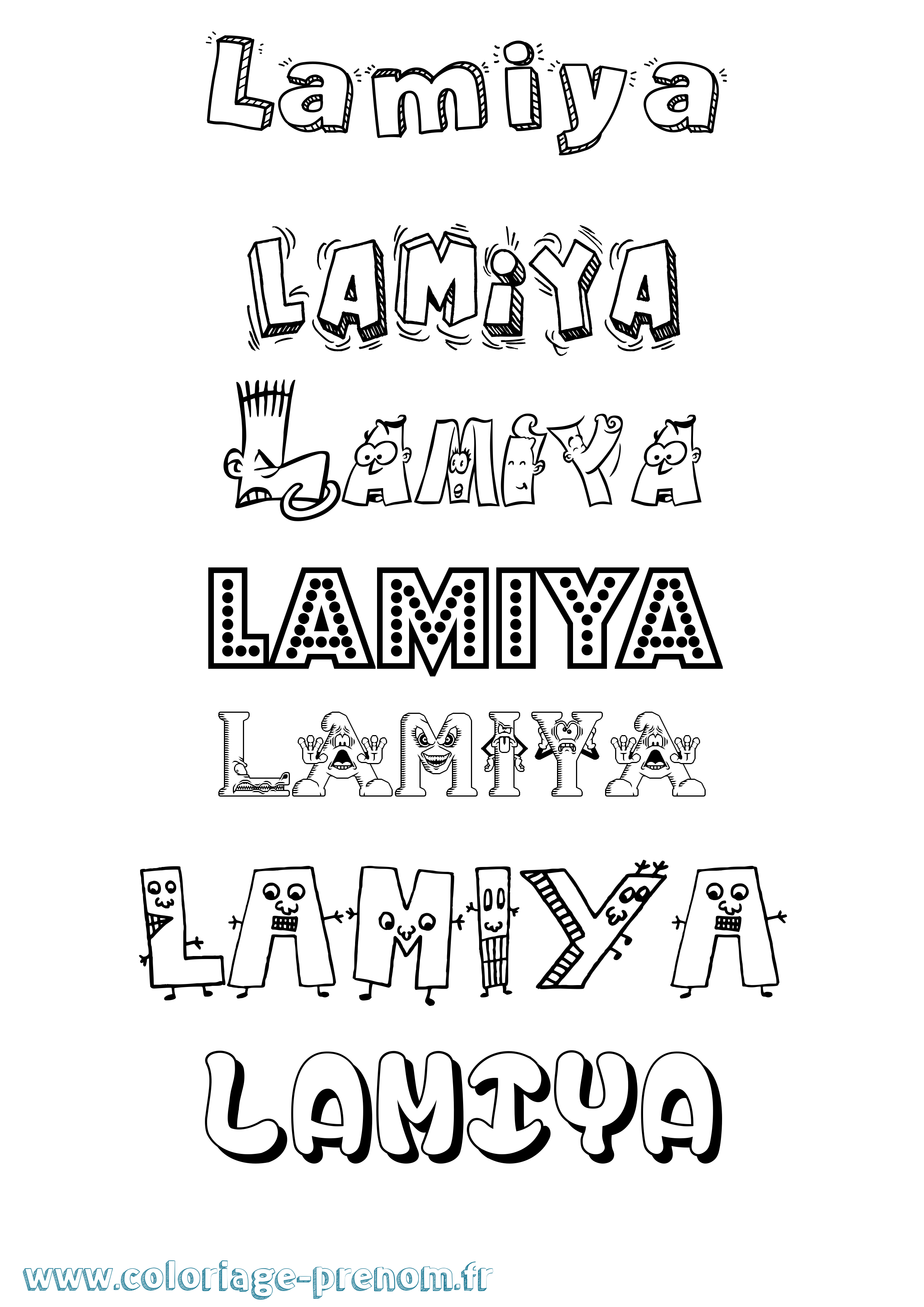 Coloriage prénom Lamiya Fun