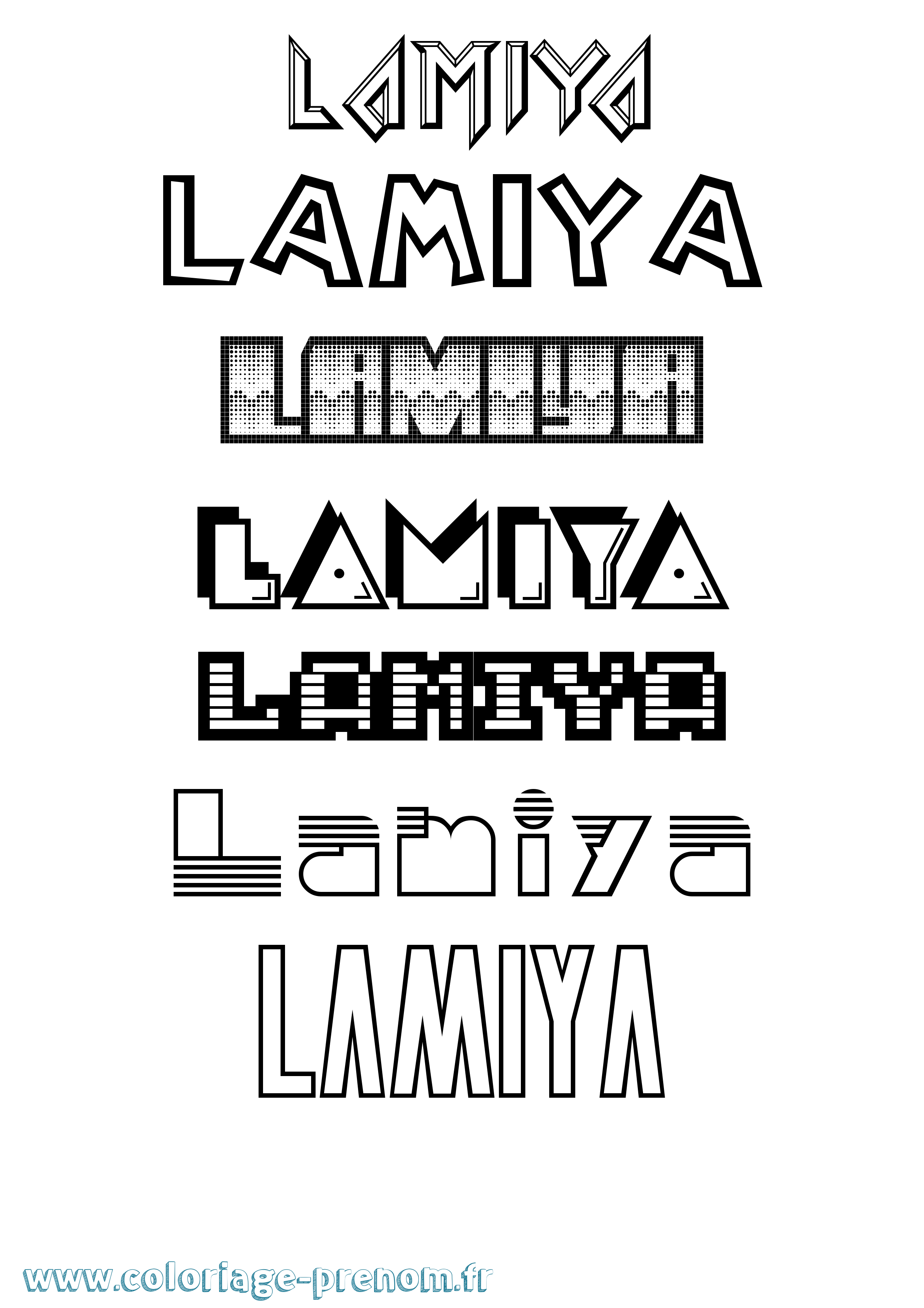 Coloriage prénom Lamiya Jeux Vidéos