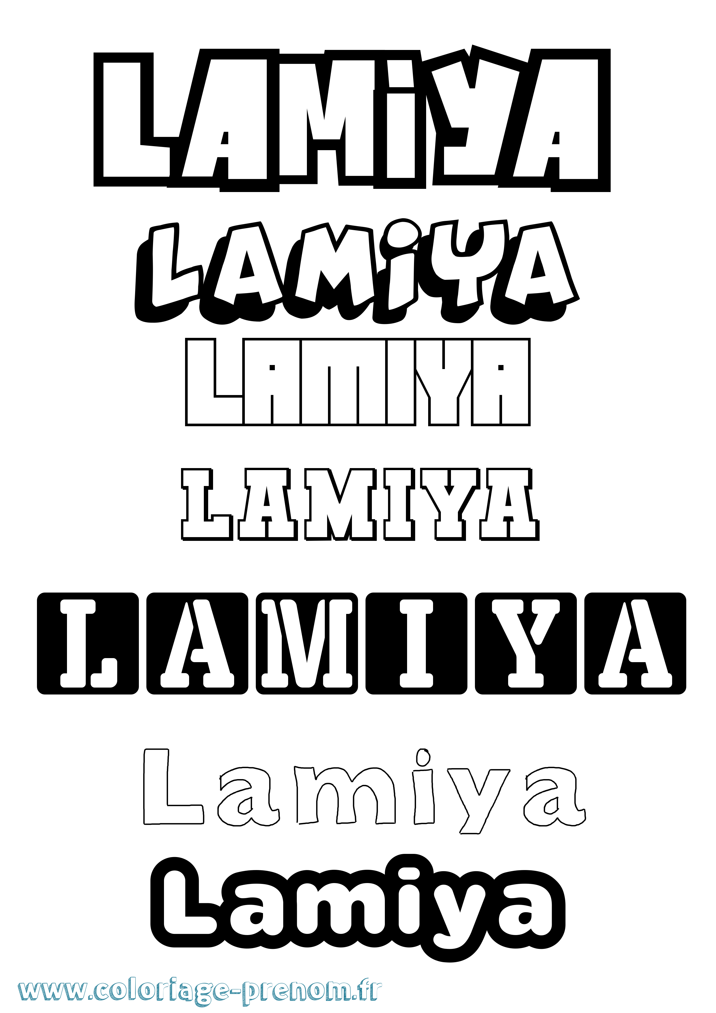 Coloriage prénom Lamiya Simple