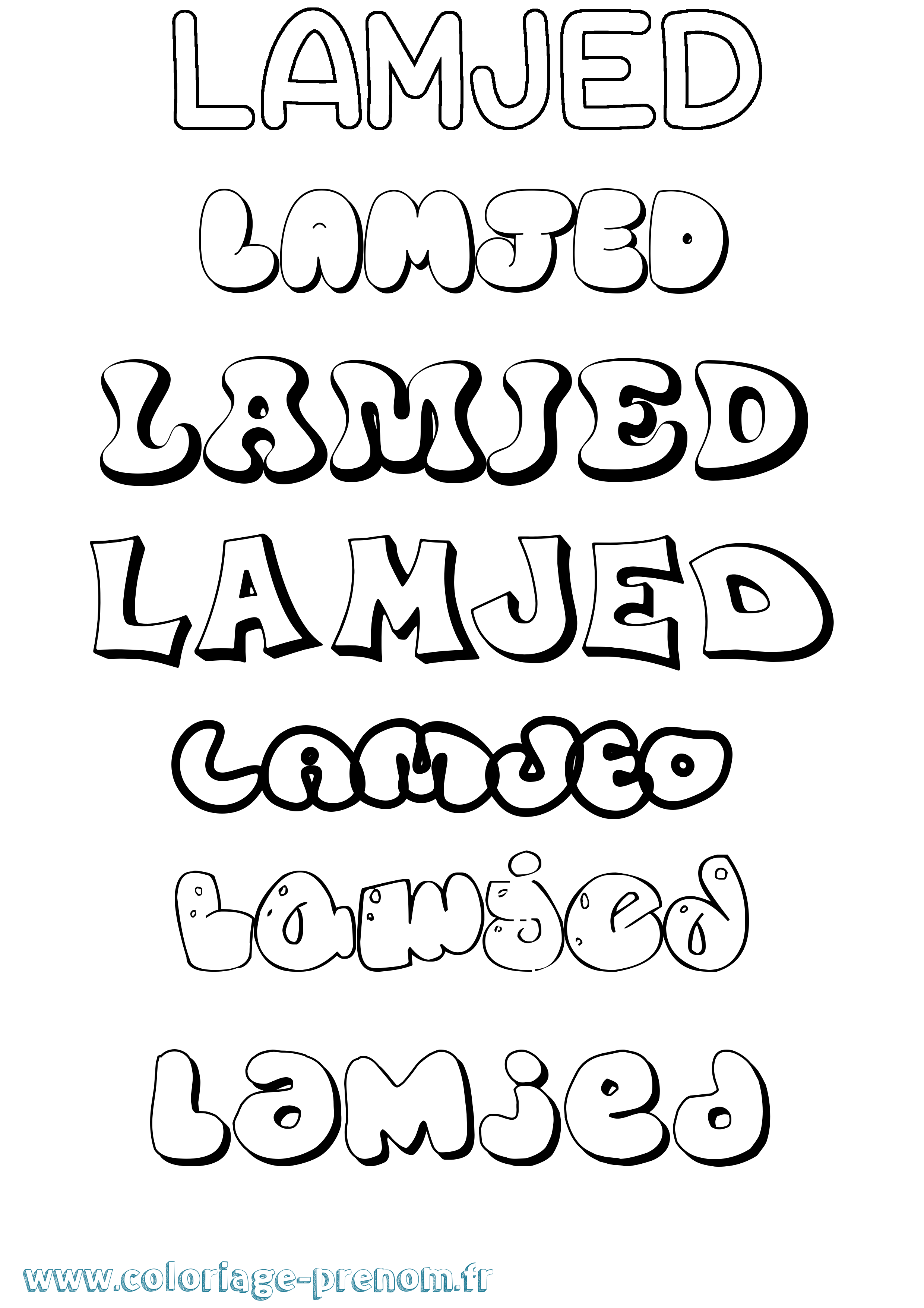 Coloriage prénom Lamjed Bubble