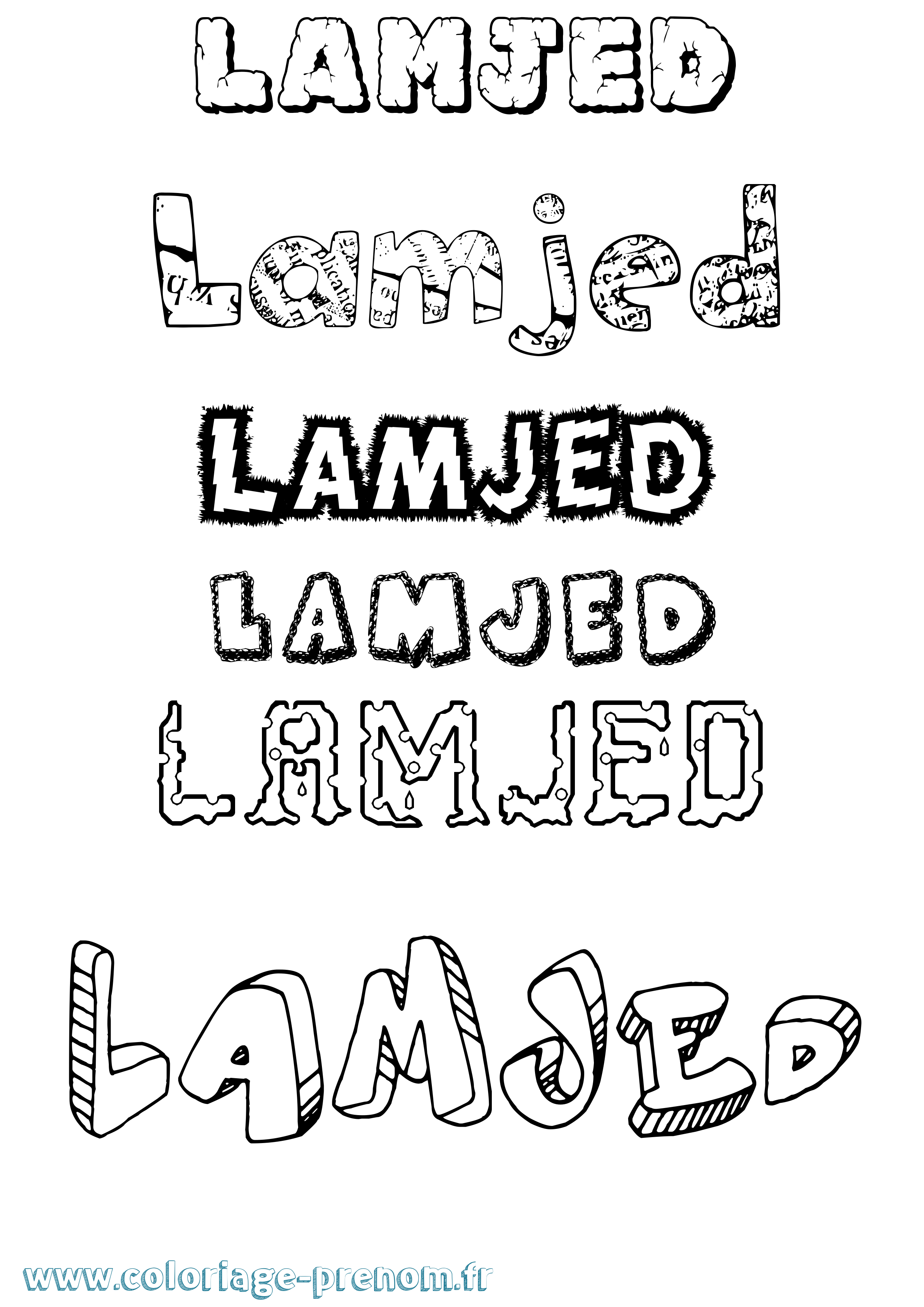Coloriage prénom Lamjed Destructuré