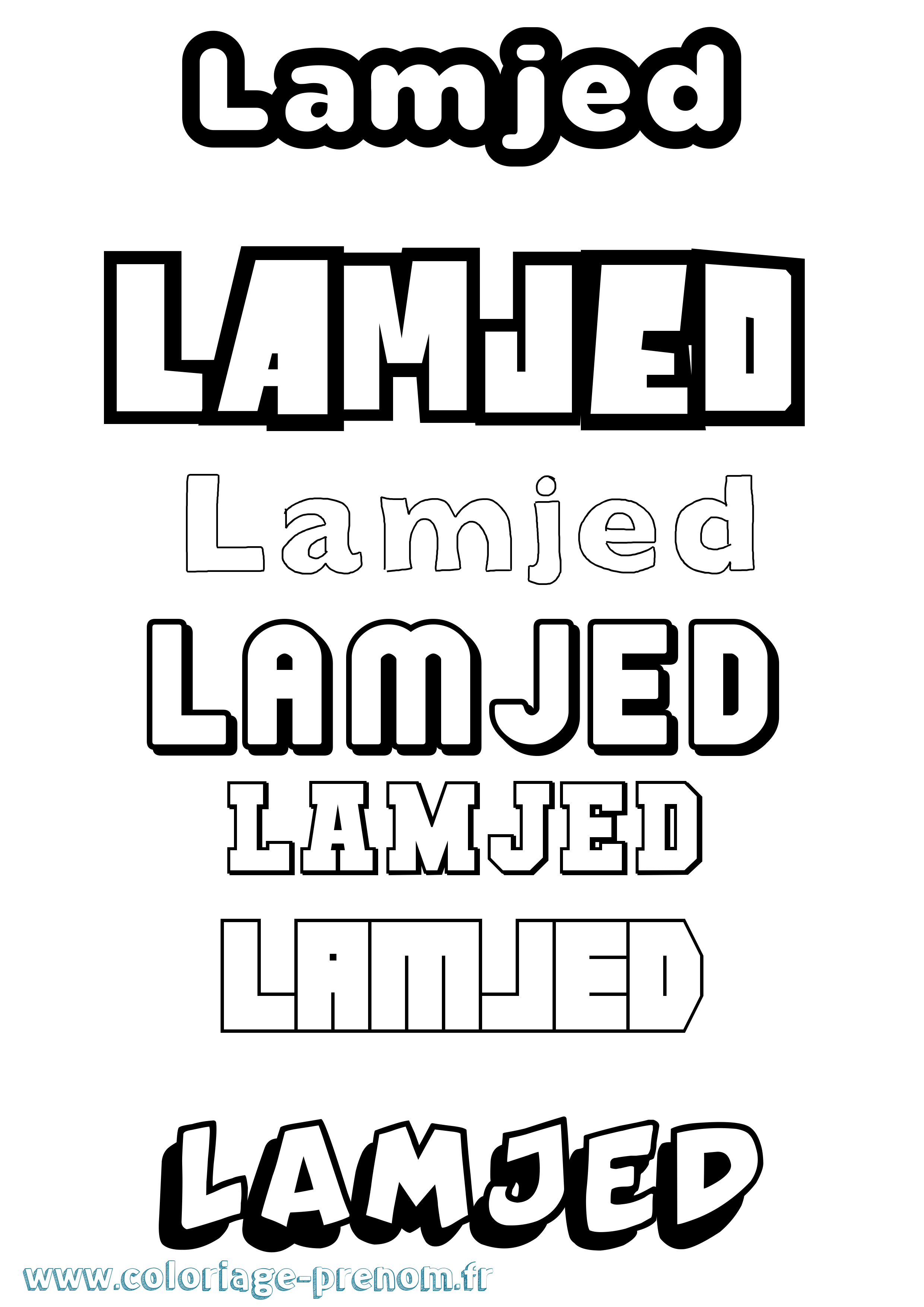 Coloriage prénom Lamjed Simple