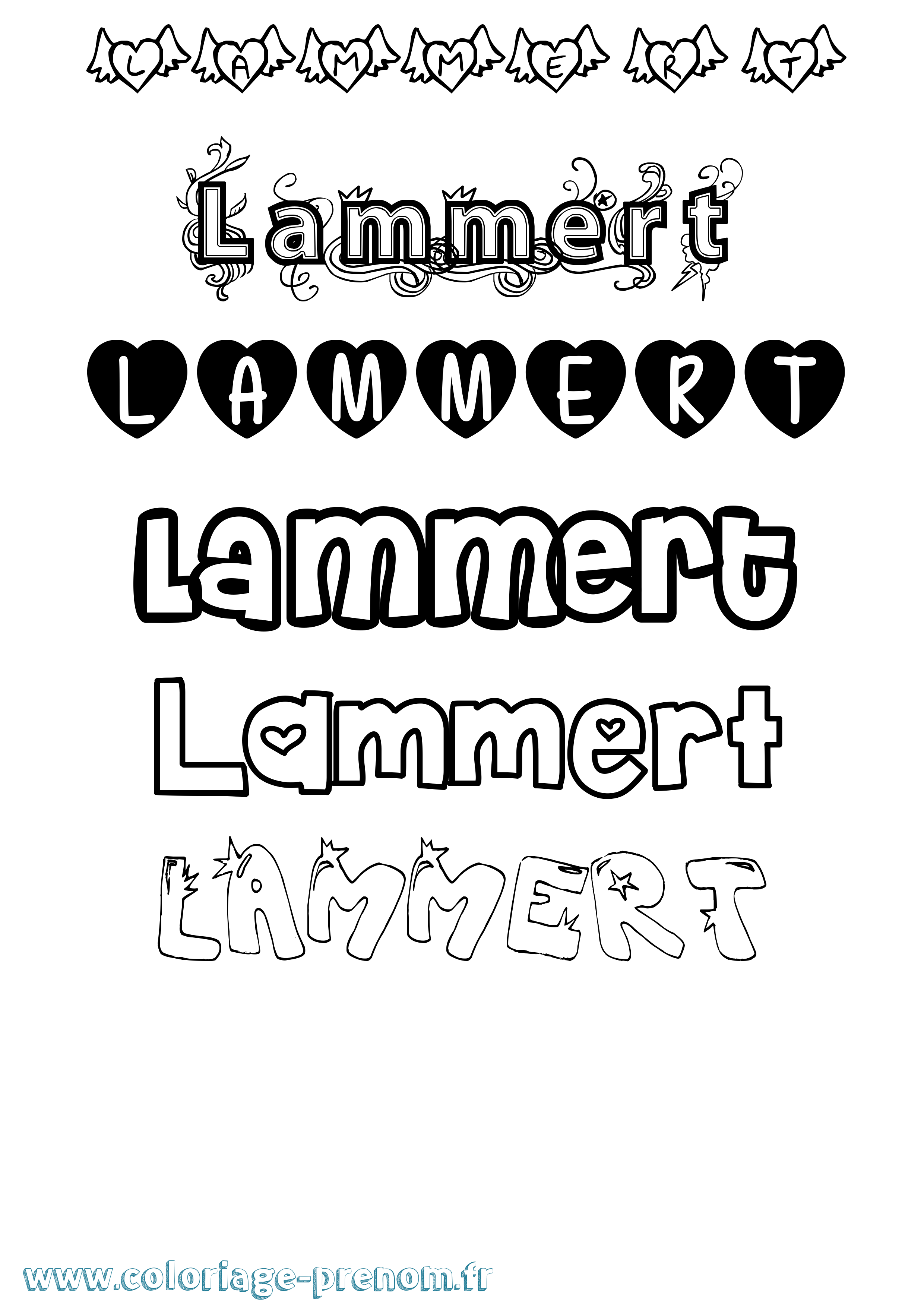 Coloriage Lammert Girly Coloriage prénom Lammert Girly