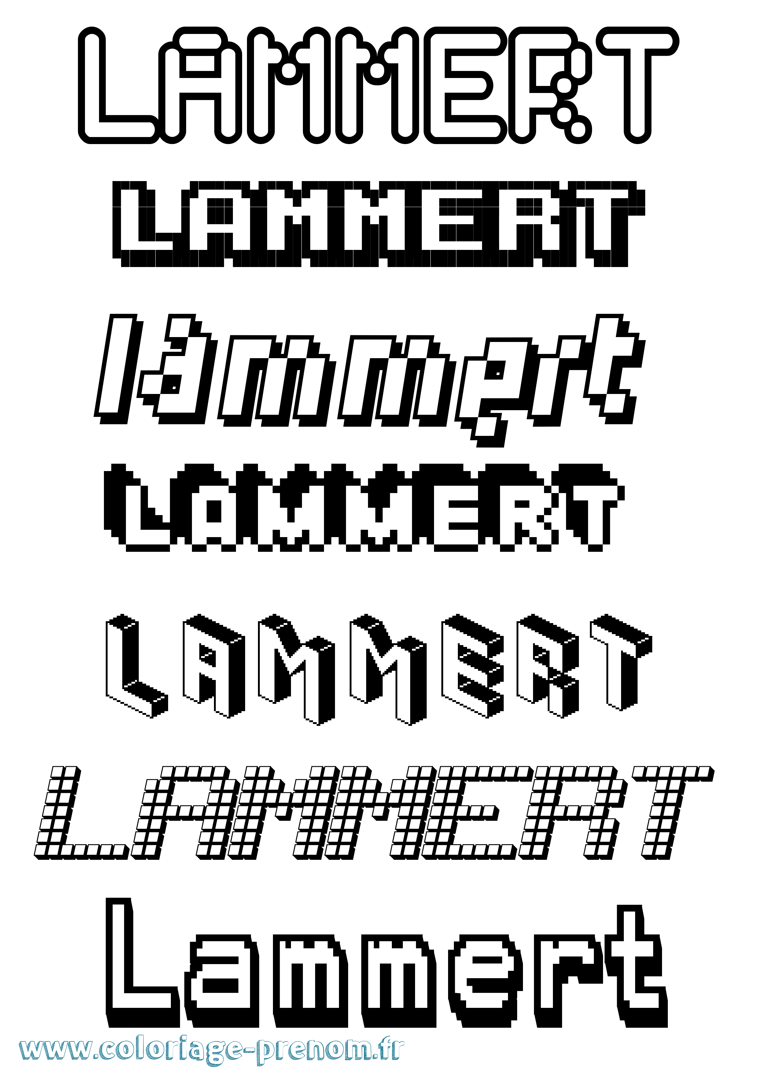 Coloriage Lammert Pixel Coloriage prénom Lammert Pixel