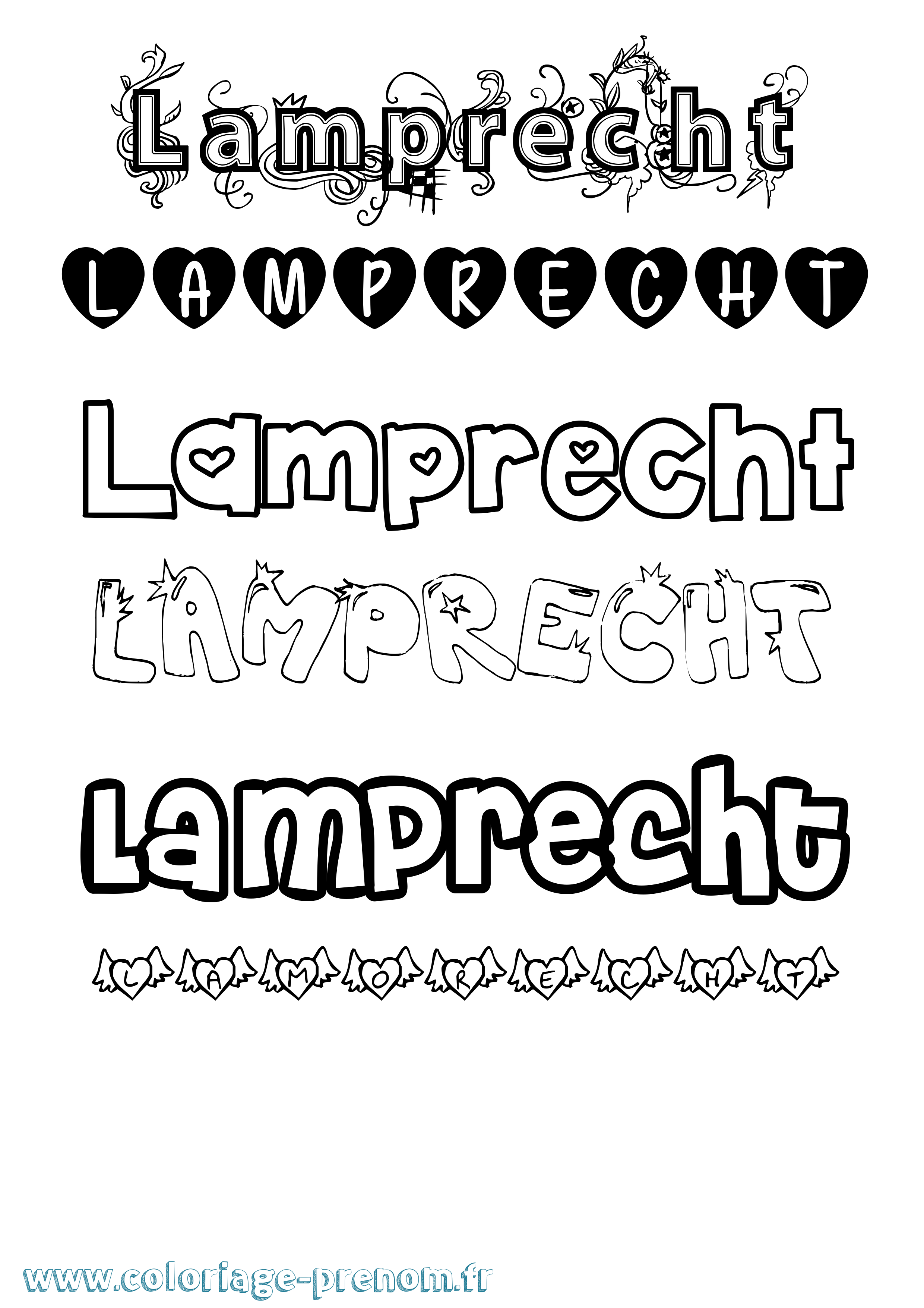Coloriage Lamprecht Girly Coloriage prénom Lamprecht Girly