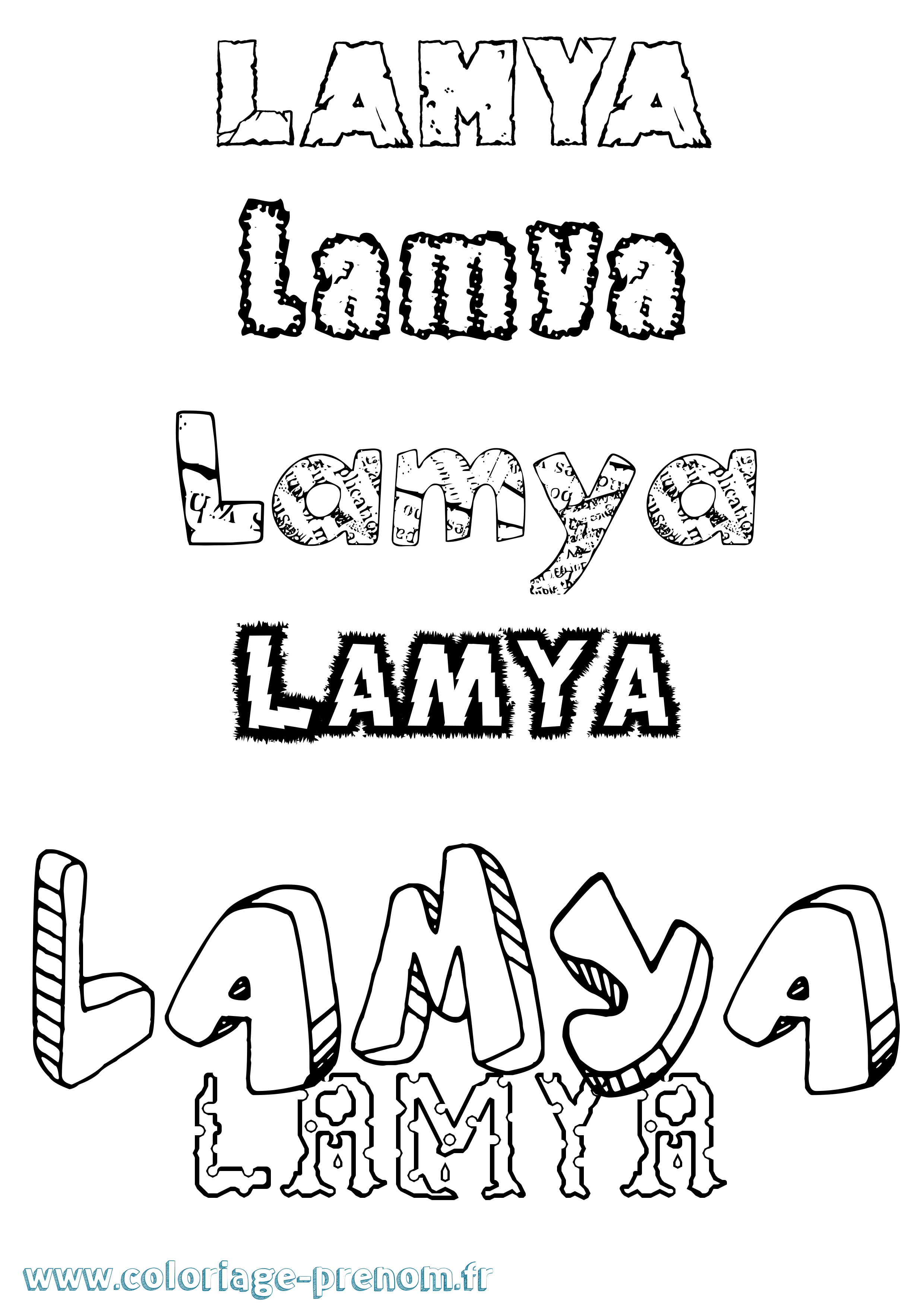 Coloriage prénom Lamya Destructuré