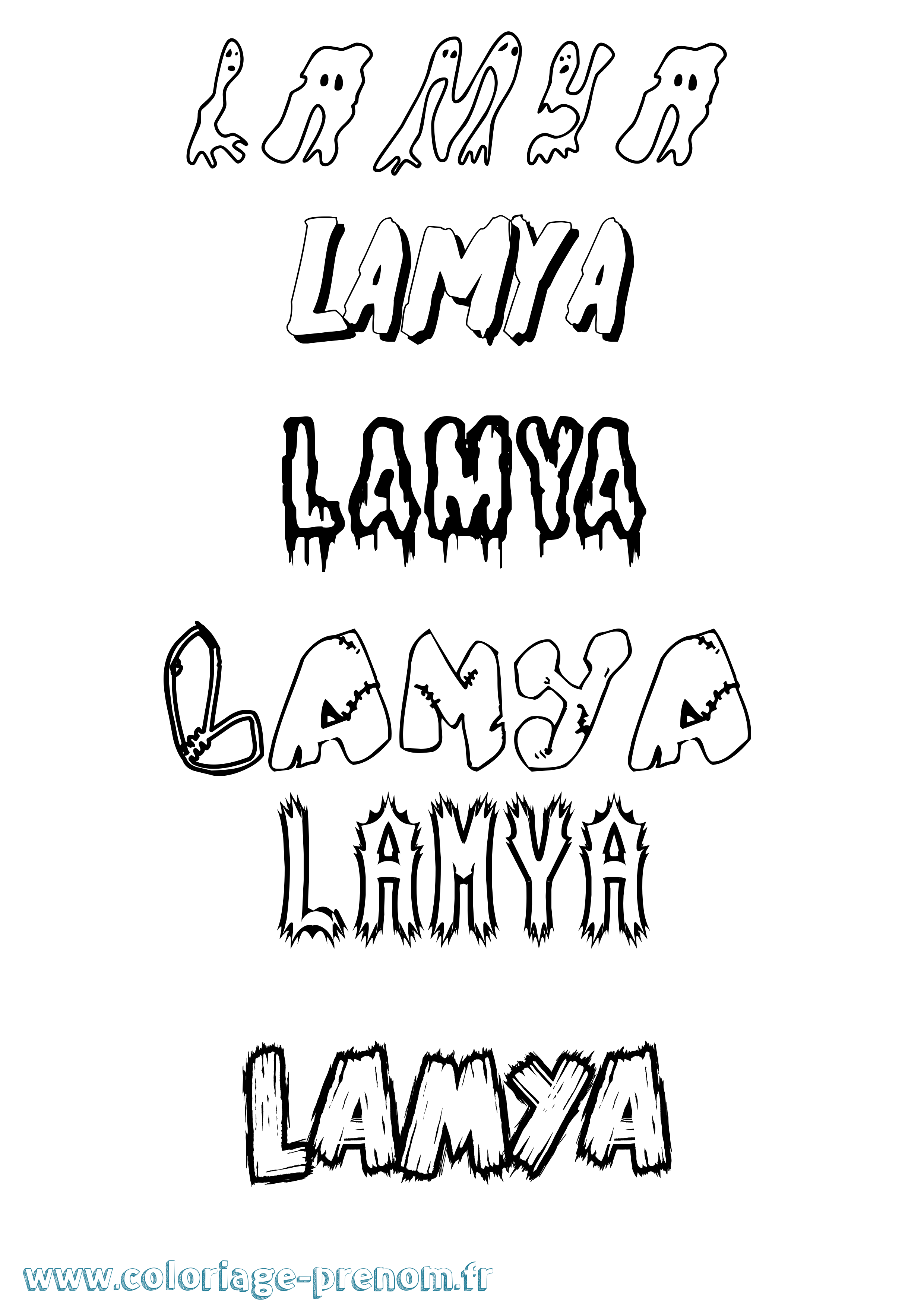 Coloriage prénom Lamya Frisson