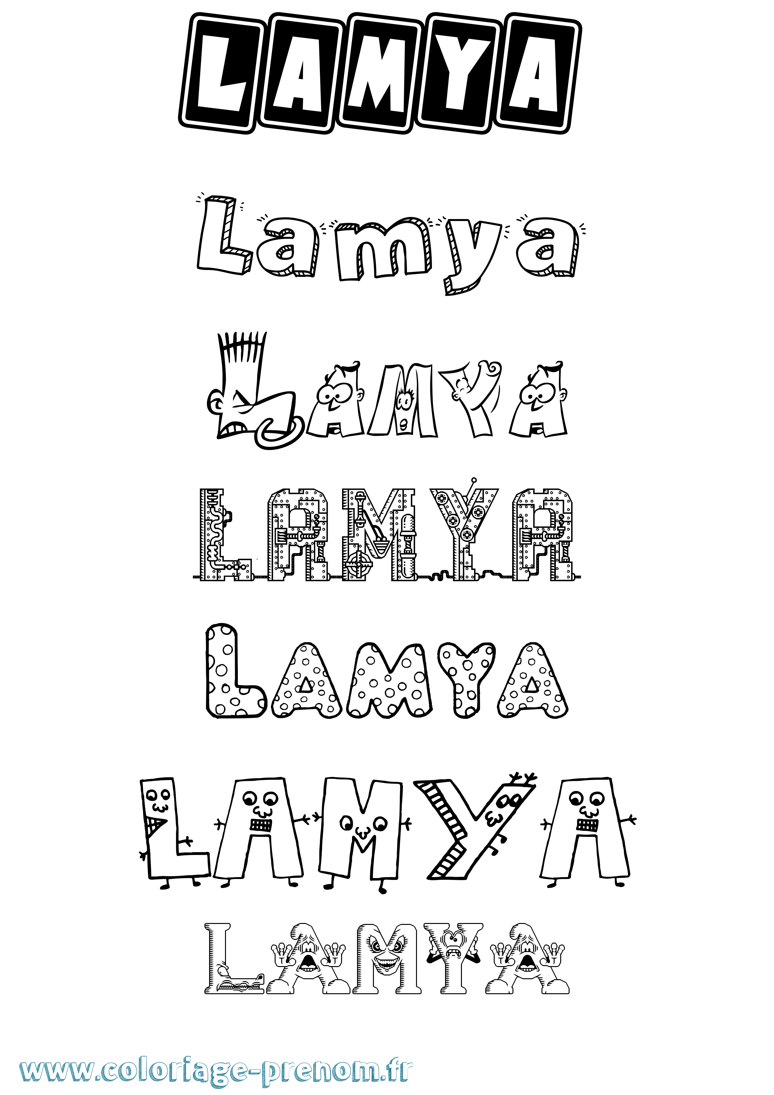 Coloriage prénom Lamya Fun